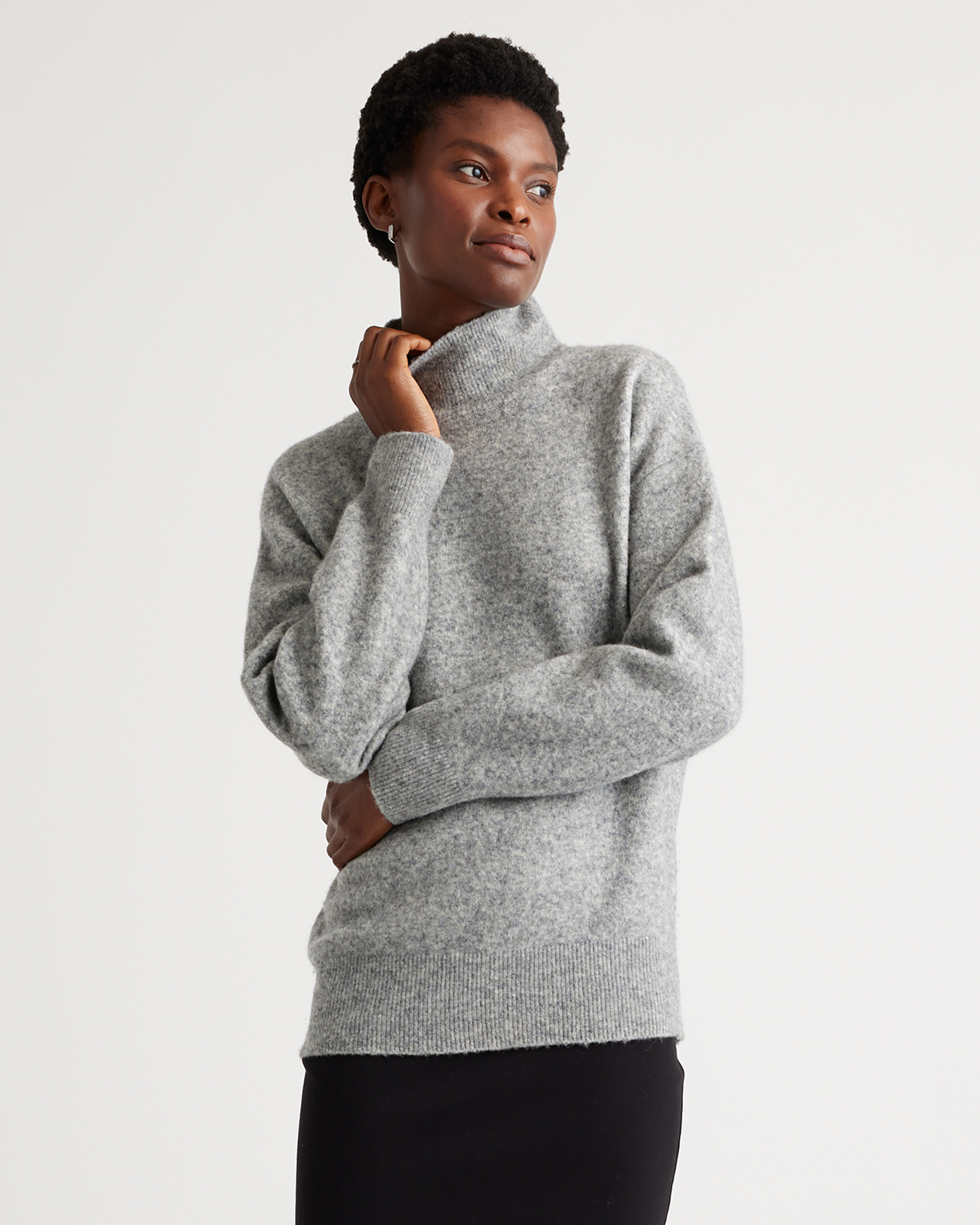 Superfine Merino Wool Boucle Turtleneck