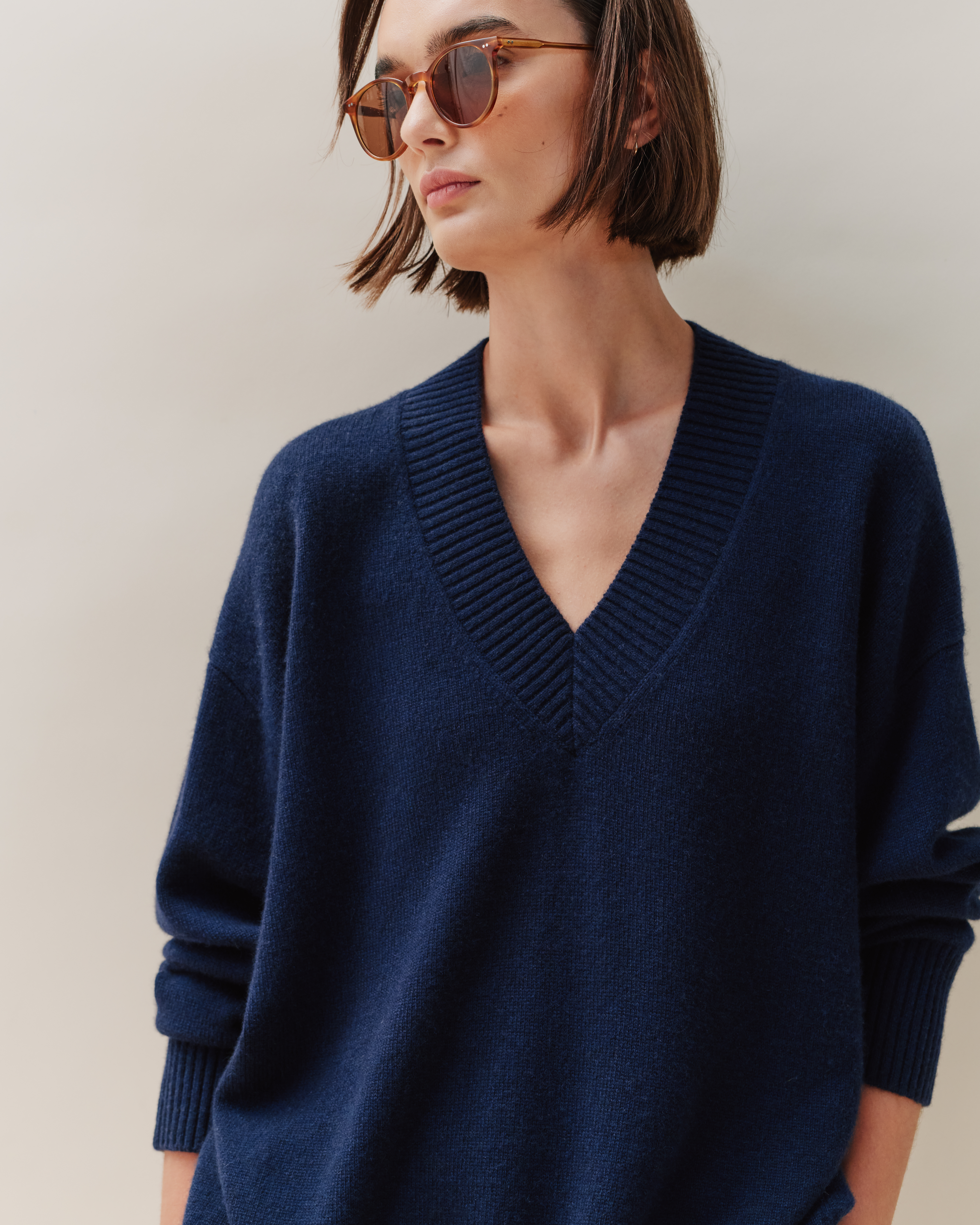 Mongolian Cashmere Oversized V-Neck Sweater
