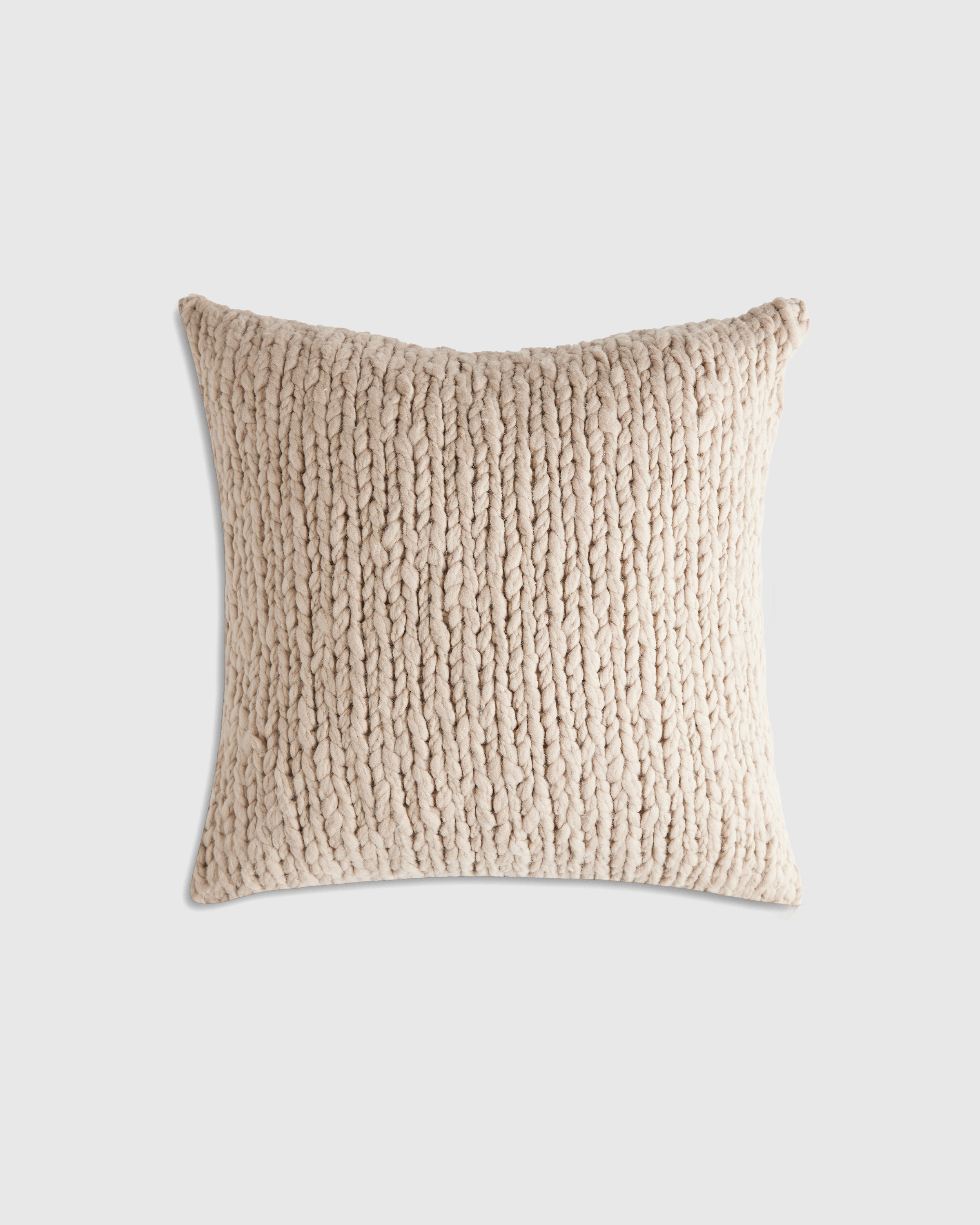 Chunky Hand Knit Wool Pillow Cover in Neutral