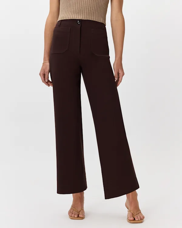 Ultra-Stretch Ponte Cropped Wide Leg Pants