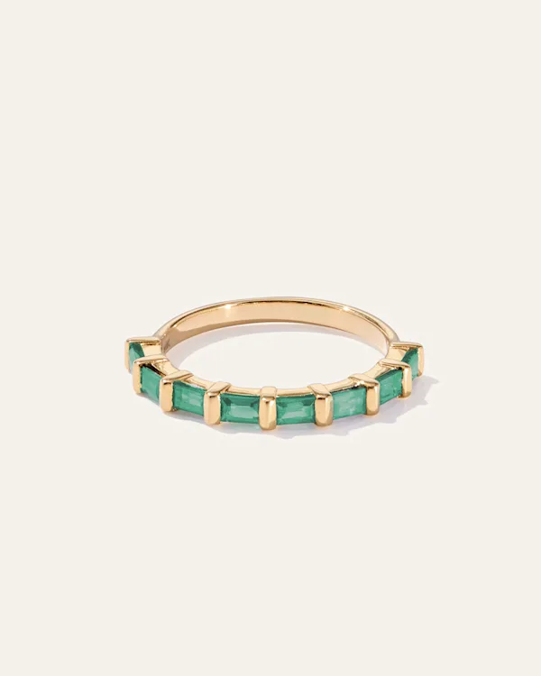 14K Gold Gemstone Baguette Bar Band