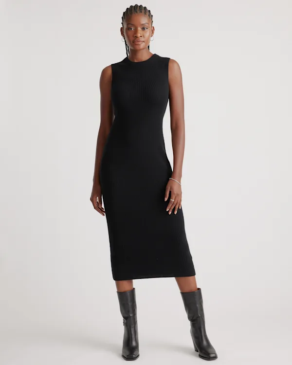 Mongolian Cashmere Sleeveless Midi Sweater Dress