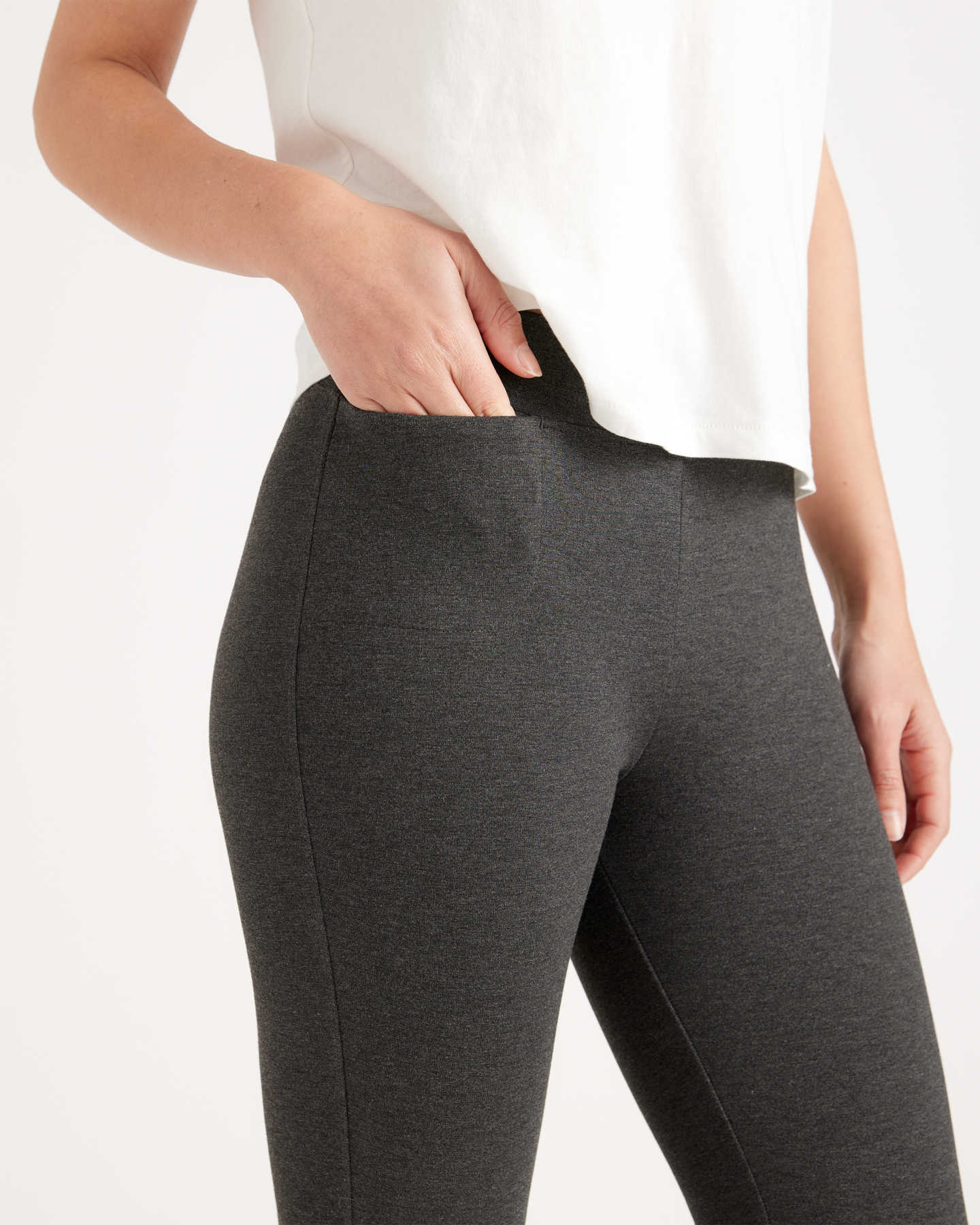 Ultra-Stretch Ponte Skinny Pant - Petite - Charcoal - 1 - Thumbnail