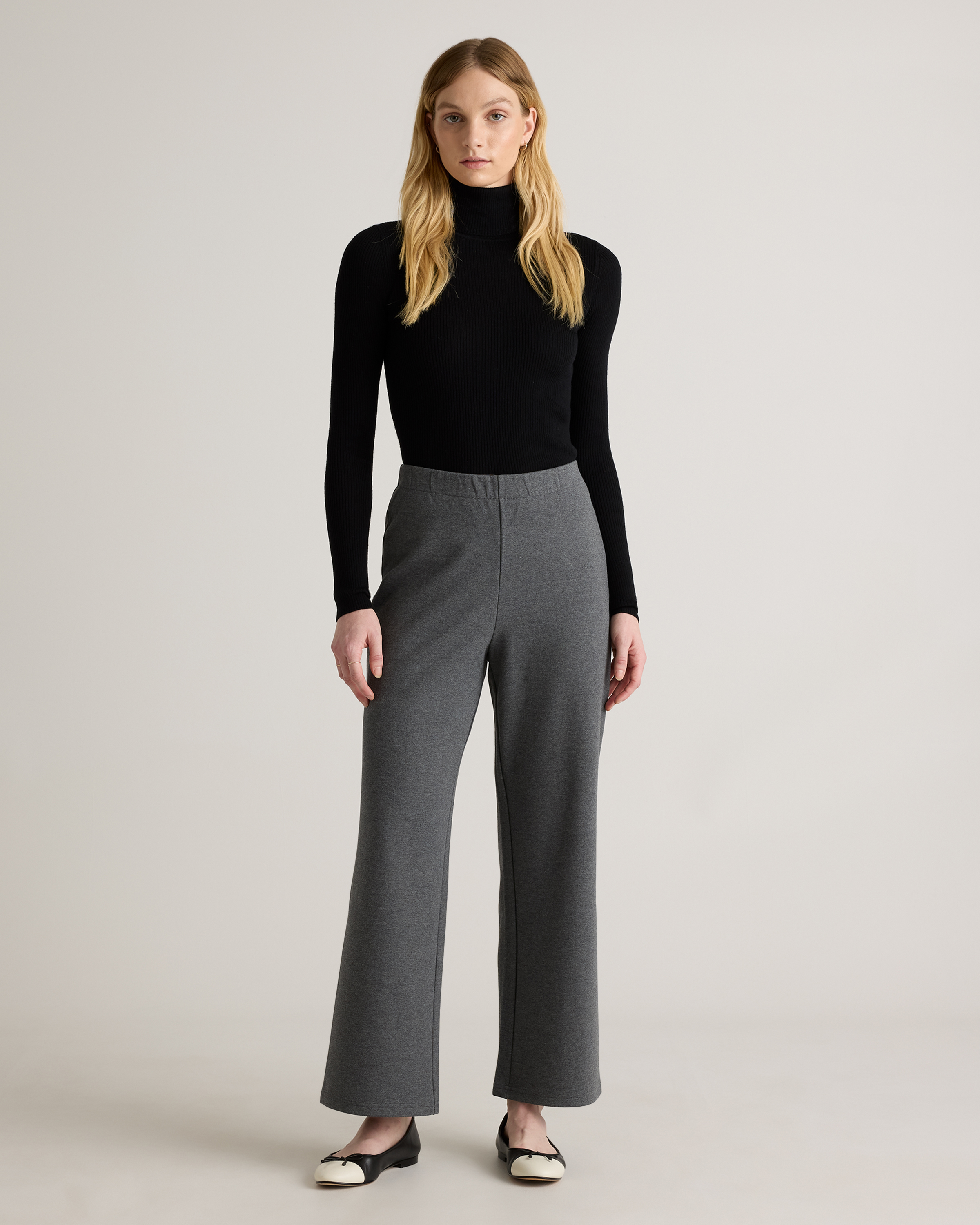 Organic Cotton Double Knit Wide Leg Pants