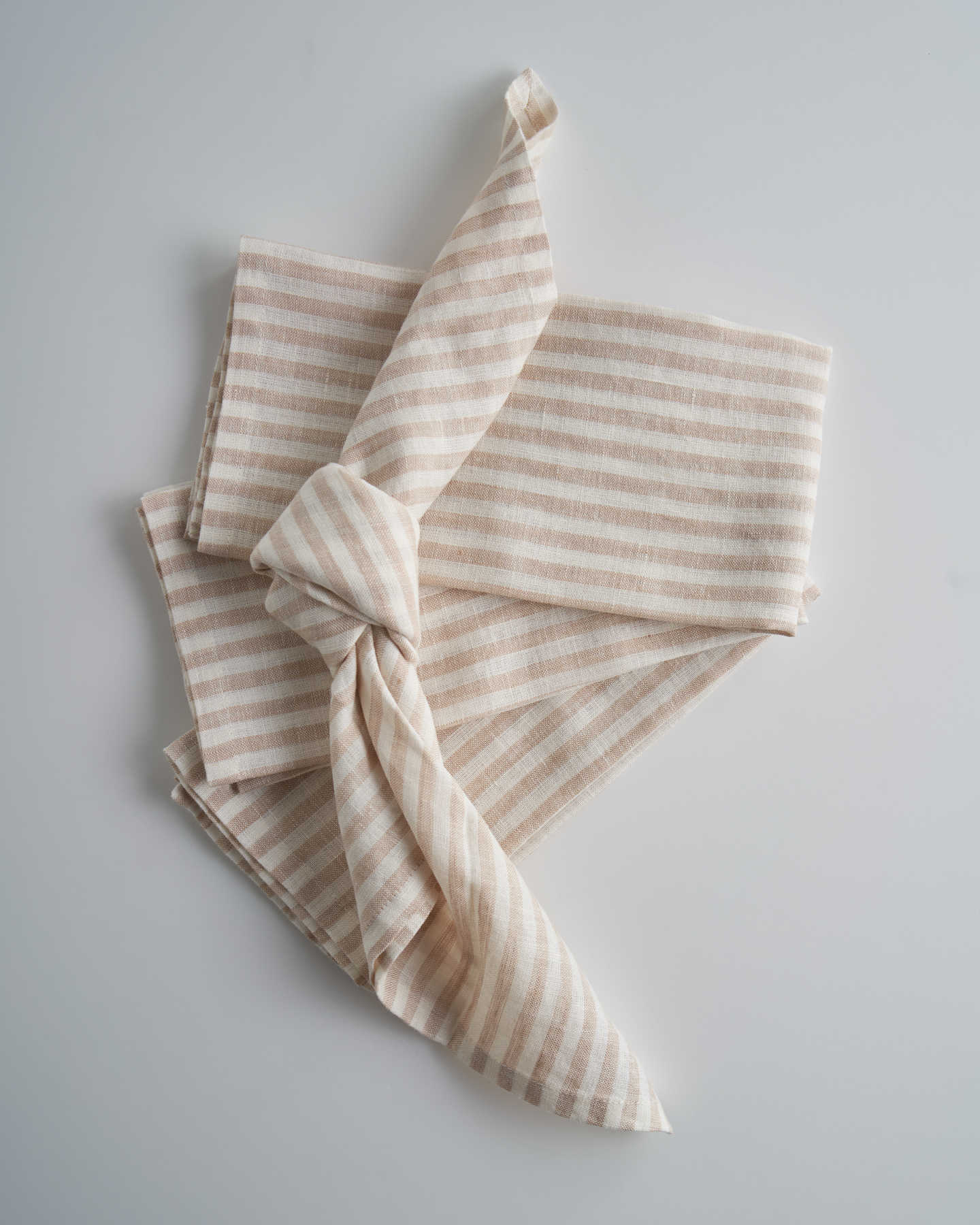 European Linen Stripe Napkins - Natural/White - 1 - Thumbnail