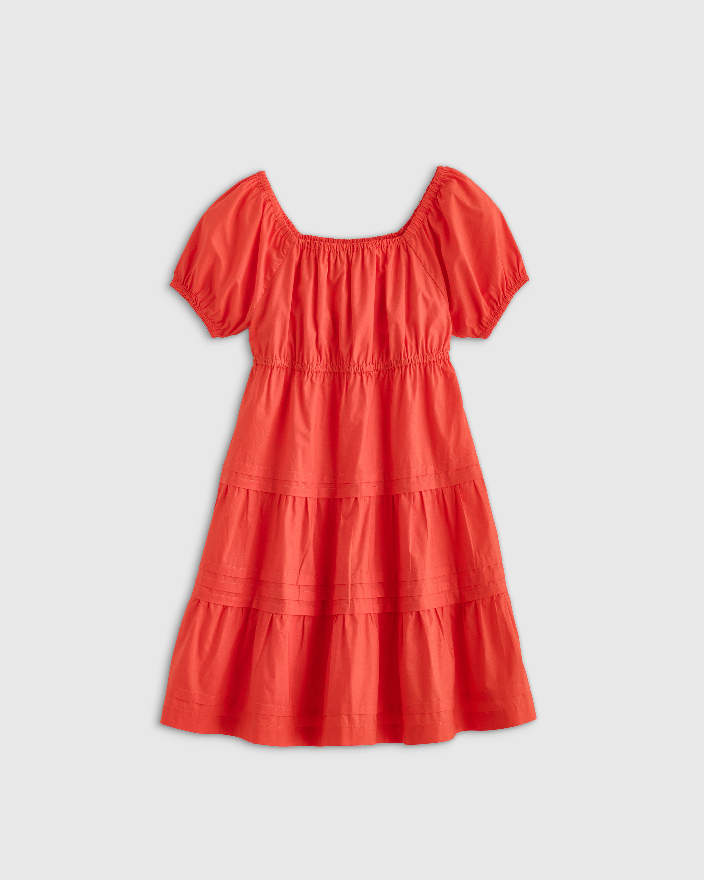Shop Quince Poplin Tiered Dress In Vermilion Red