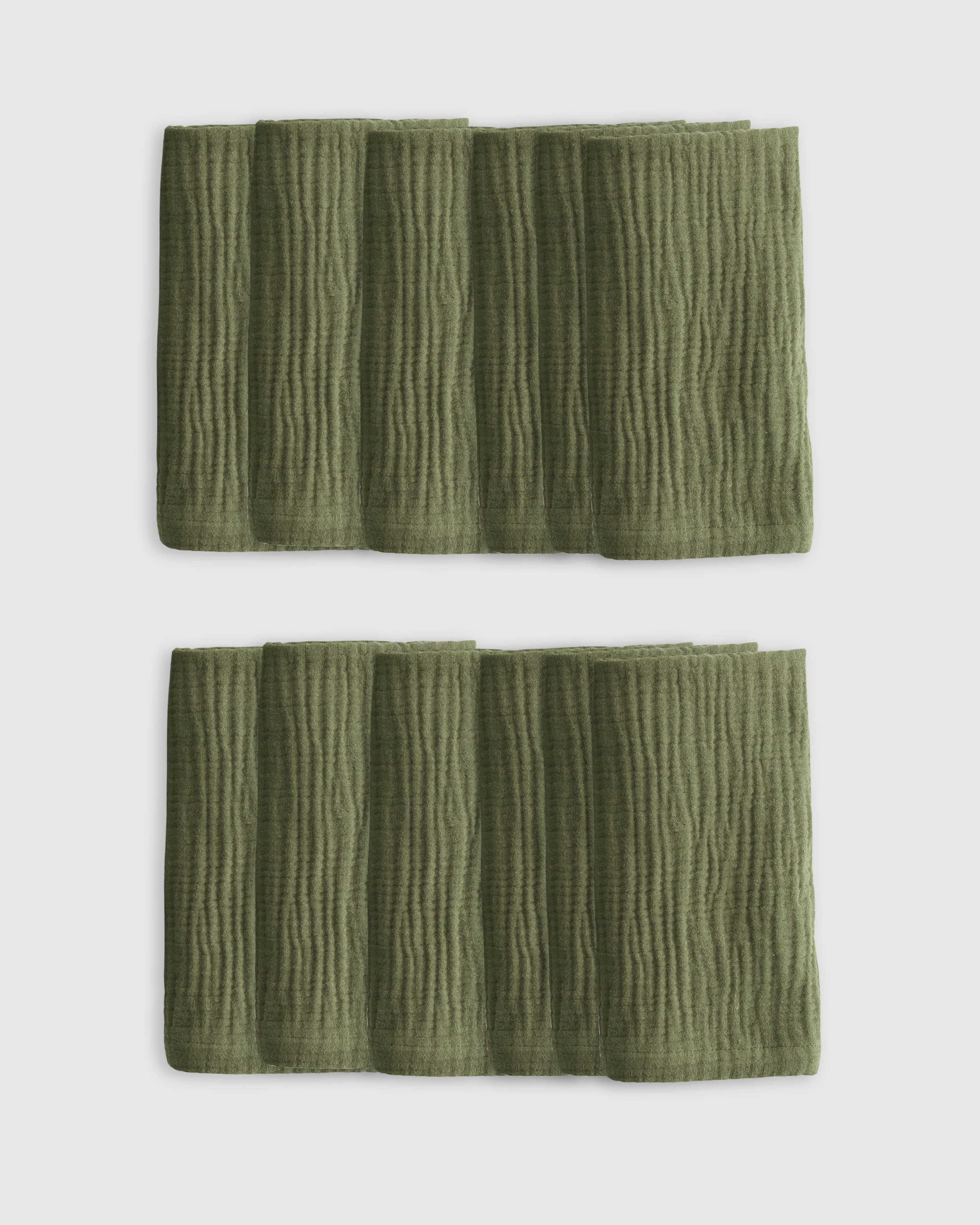 Organic Airy Gauze Napkins (Set of 12) in Olive
