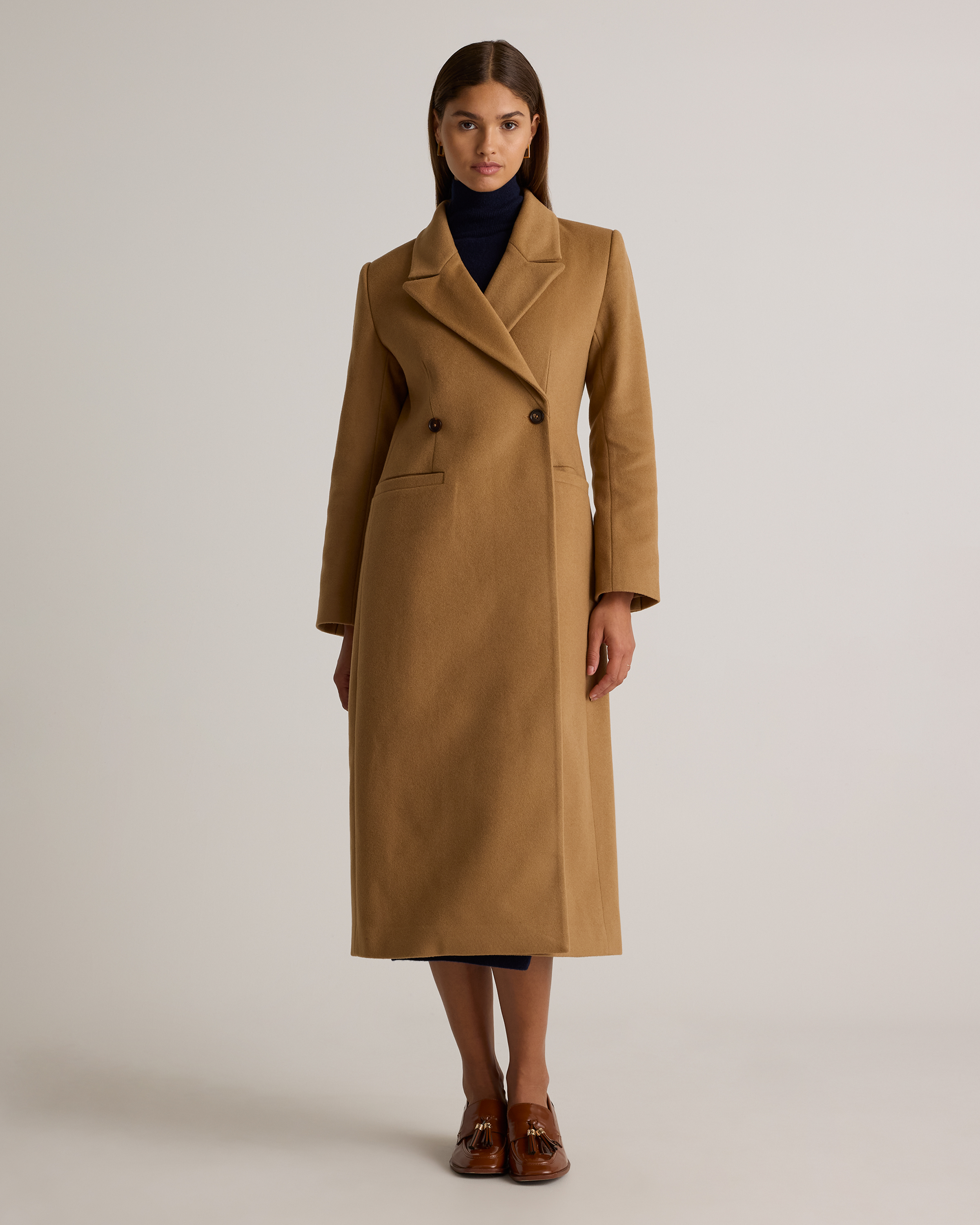 Italian Wool Tailored Coat in Black