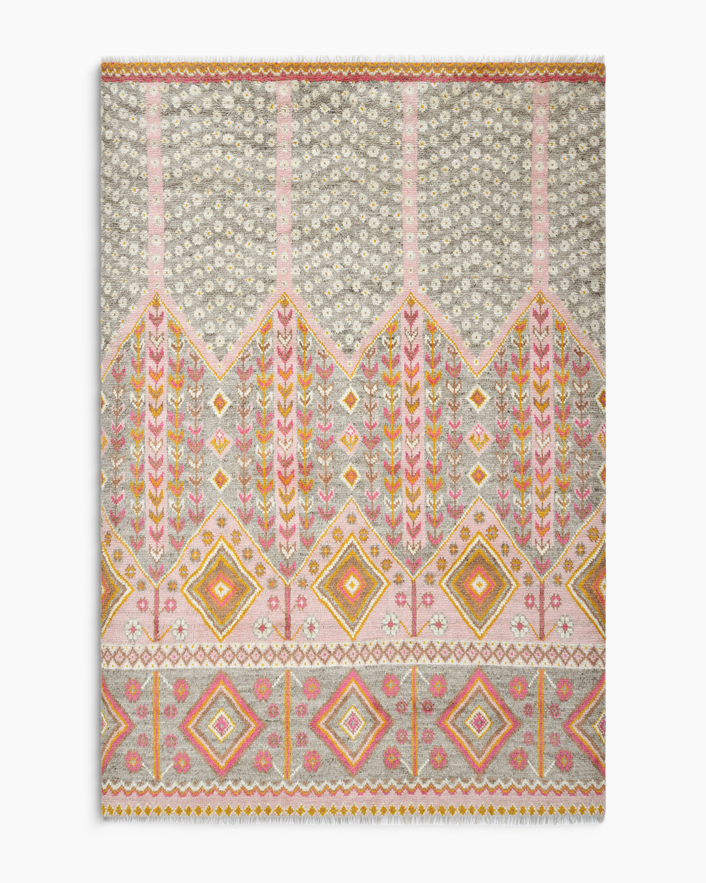 Mazi Hand-Knotted Wool Rug in Pink