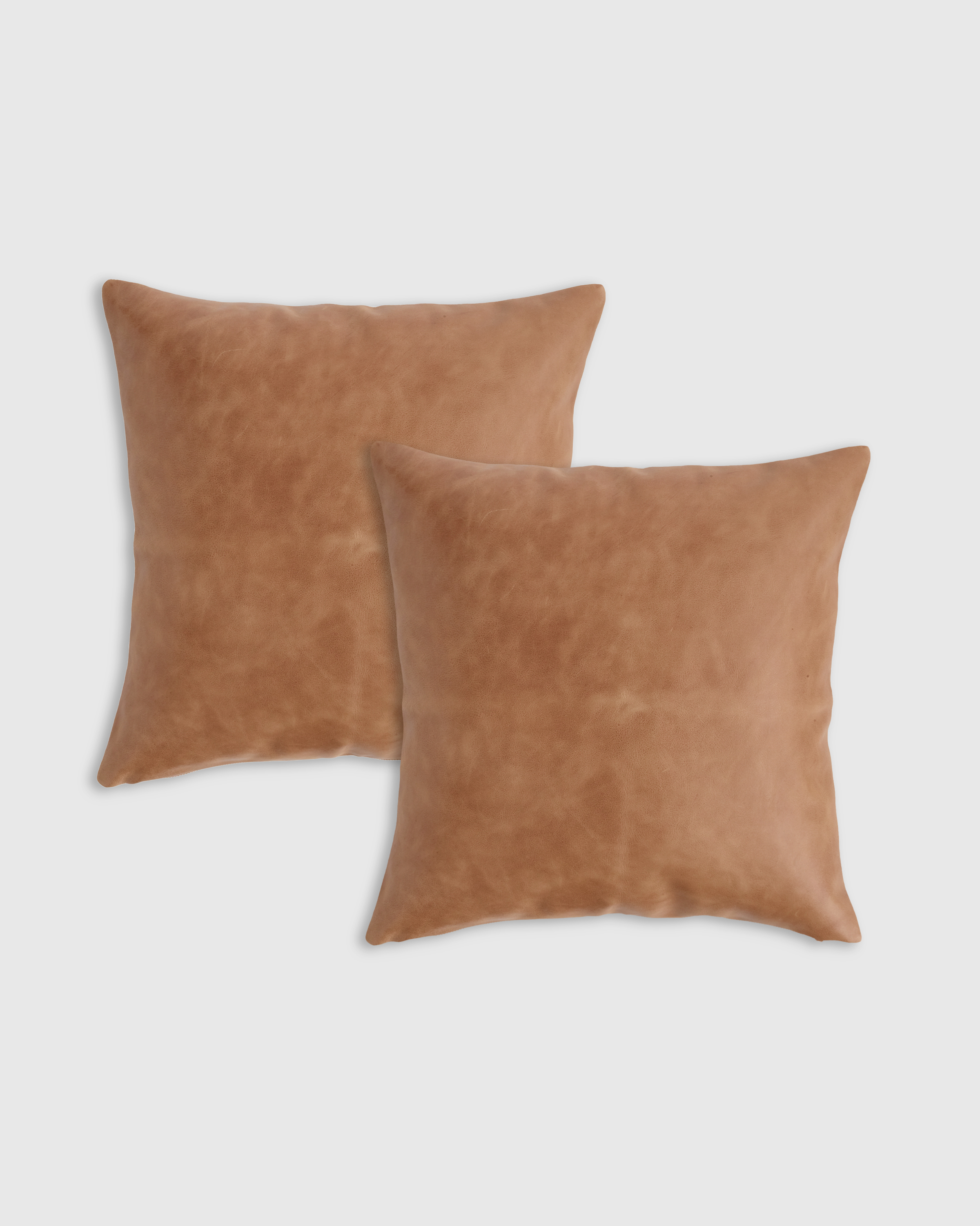 Quince Luxe Leather Pillow Cover Set Of 2 In Cognac