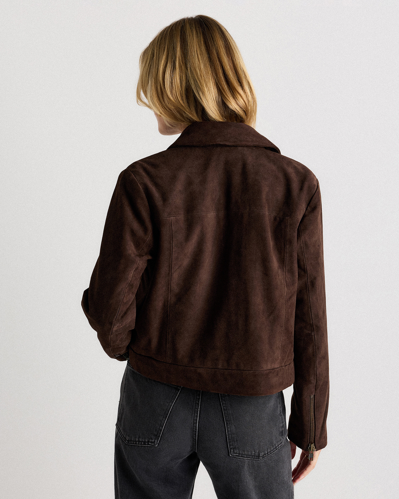 100% Suede Cropped Zip-Front Jacket - thumbnail 6