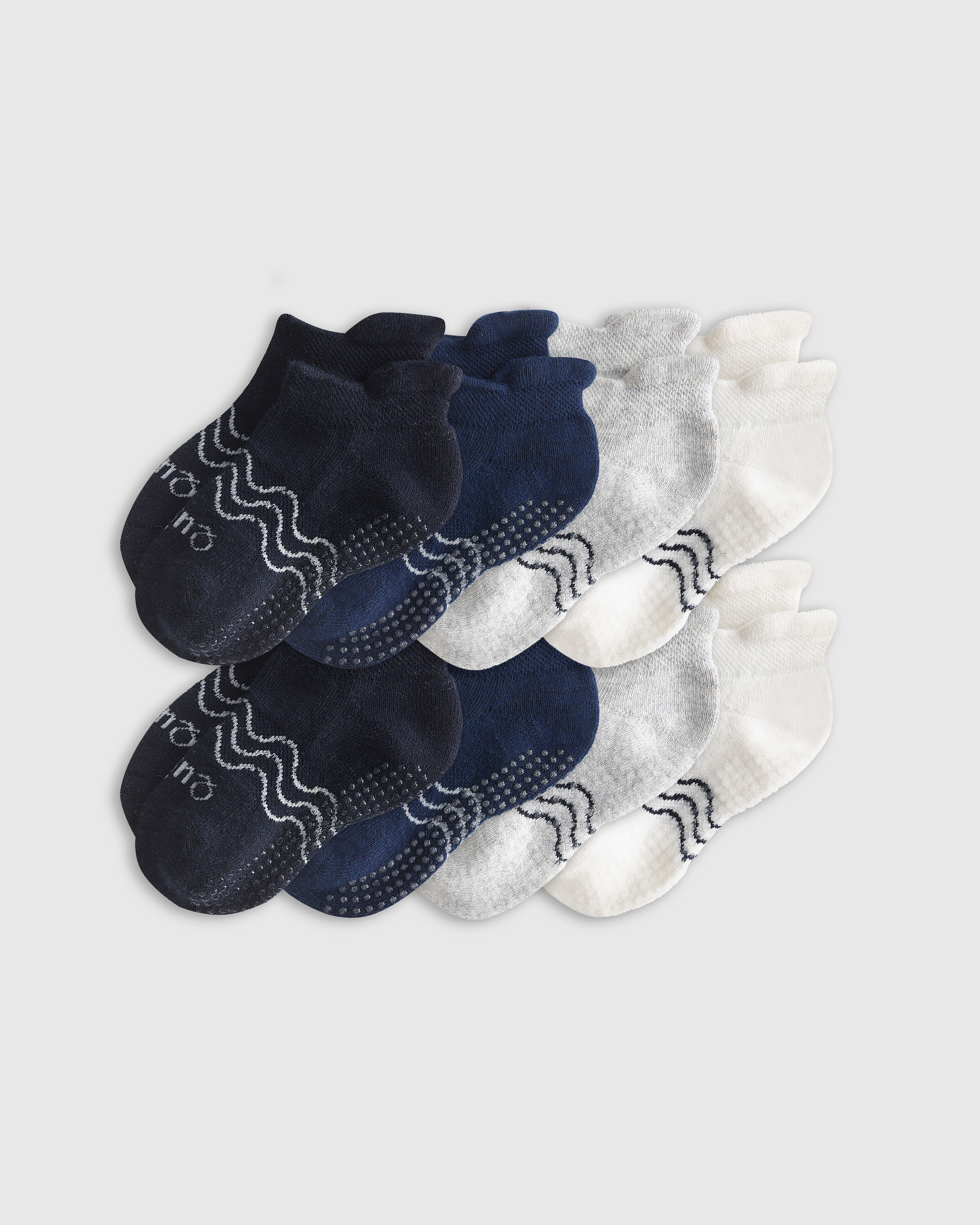 Shop Quince Organic Gripper Ankle Socks 8-pack Toddler Gender Neutral In Bright White/grey/navy