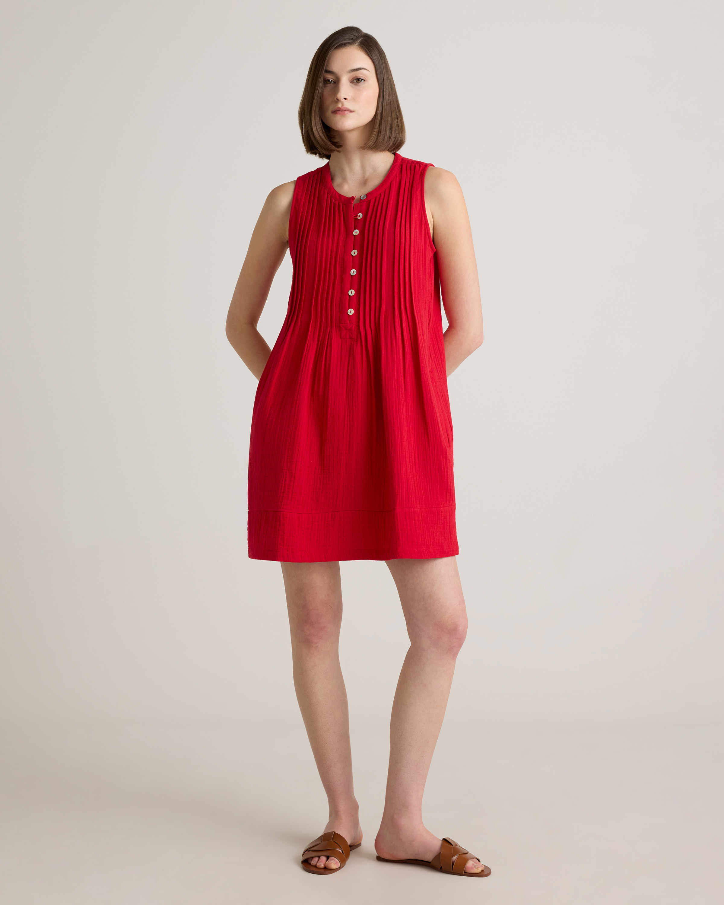 100% Organic Cotton Gauze Sleeveless Swing Dress