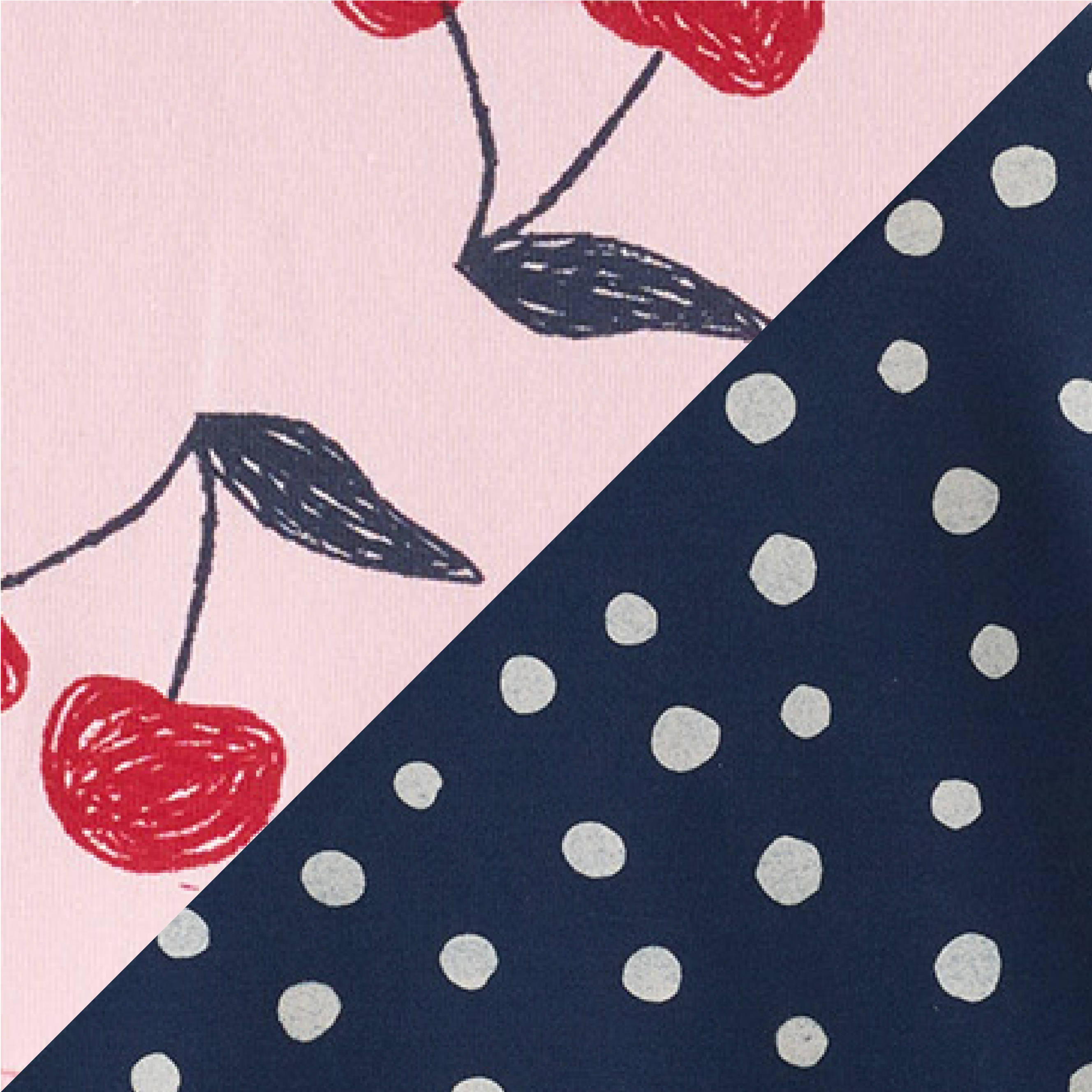 Cherries/Navy Dot
