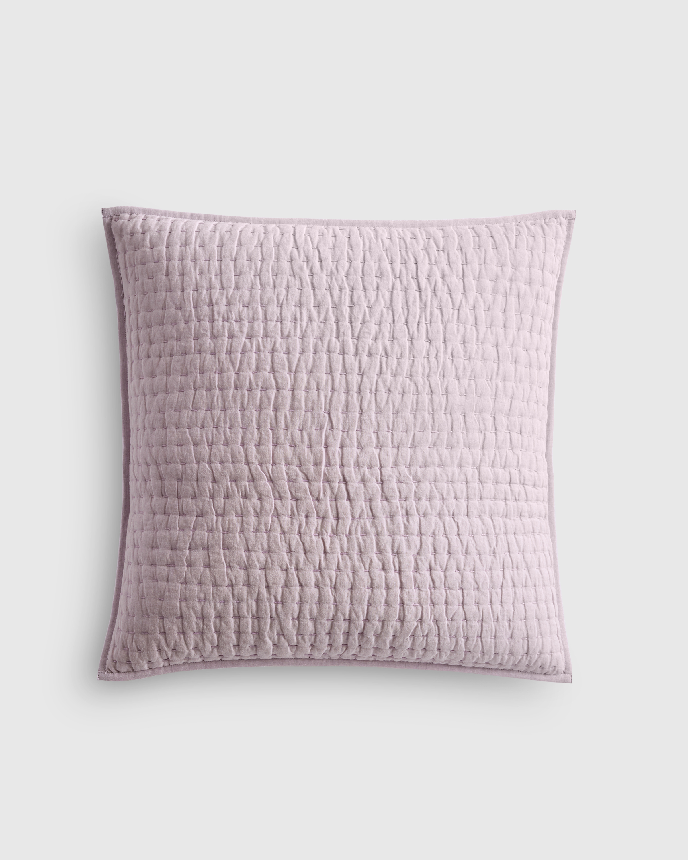 European linen cotton stitch Quilted Euro Sham in White