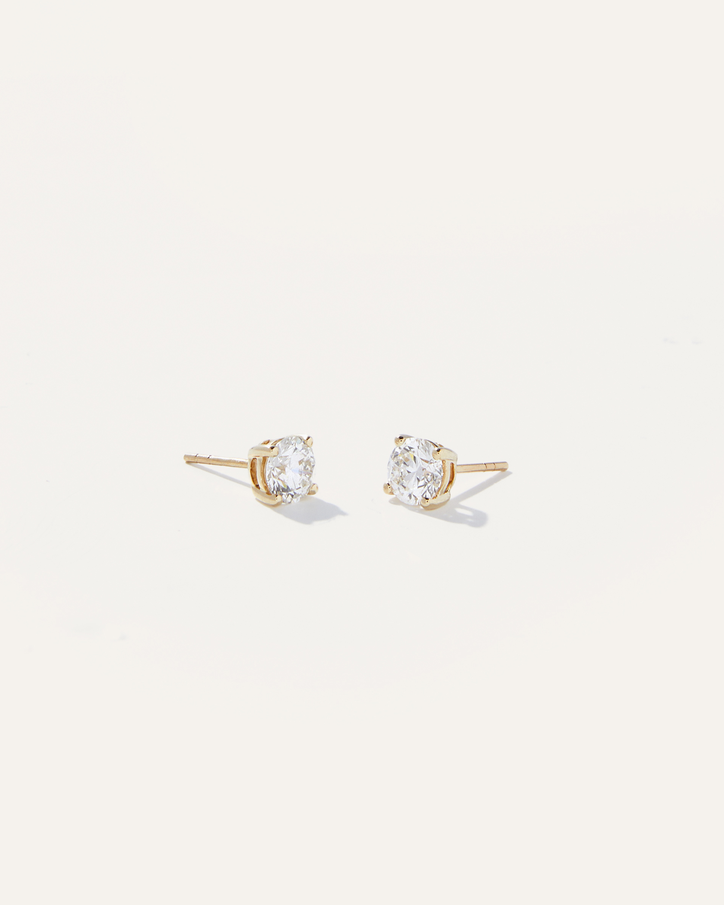 14K Gold Lab Grown Diamond Solitaire Studs in White Gold