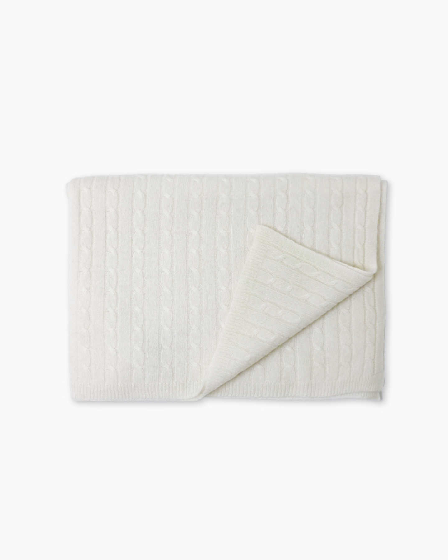 Cable Knit Cashmere Throw - Ivory