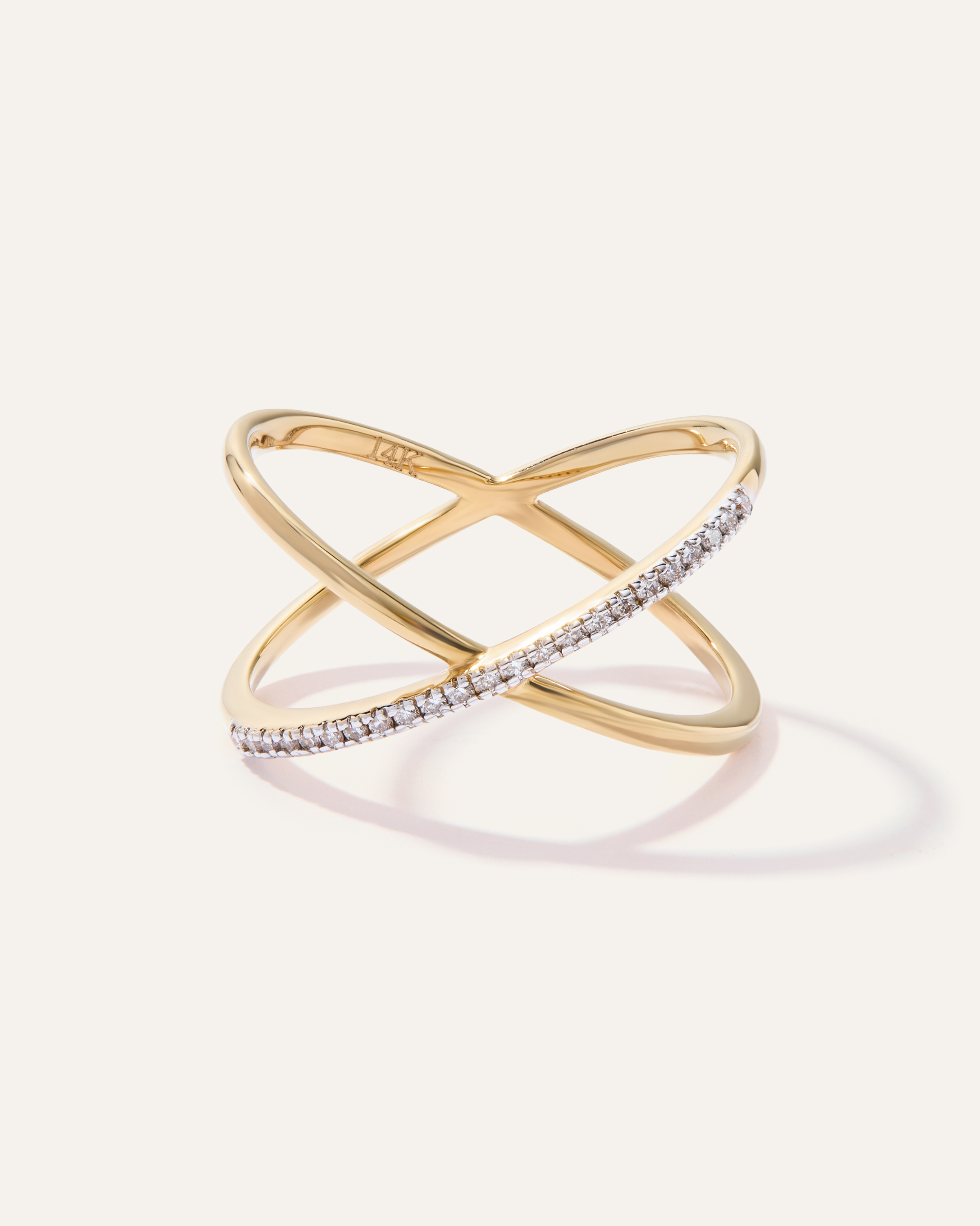 14K Gold Diamond Pave Crossover Ring