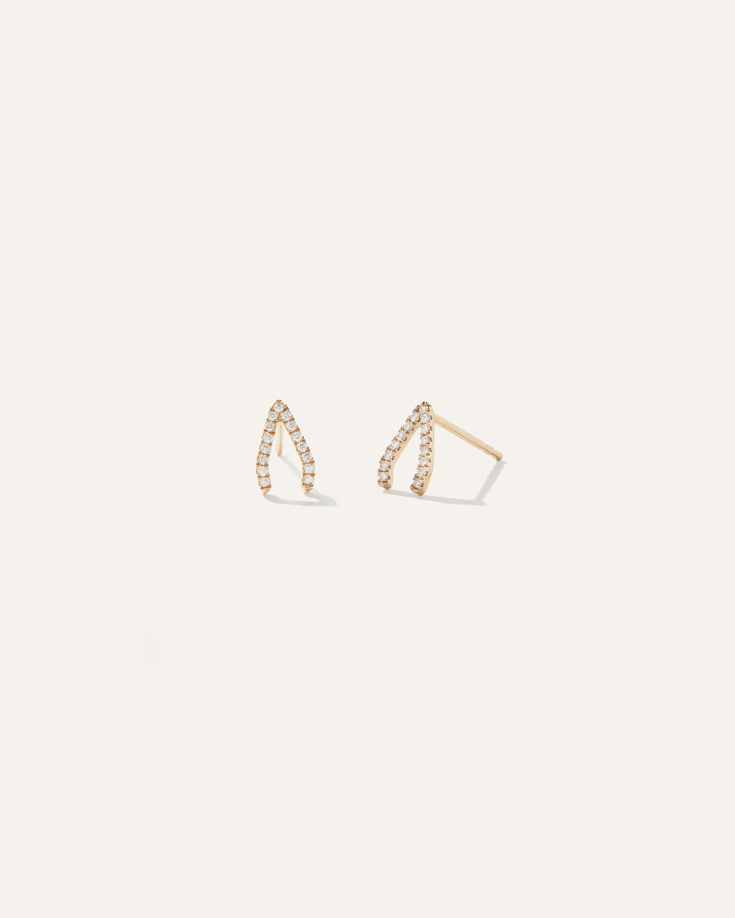 Quince Women's 14k Gold Pave Diamond Wishbone Studs