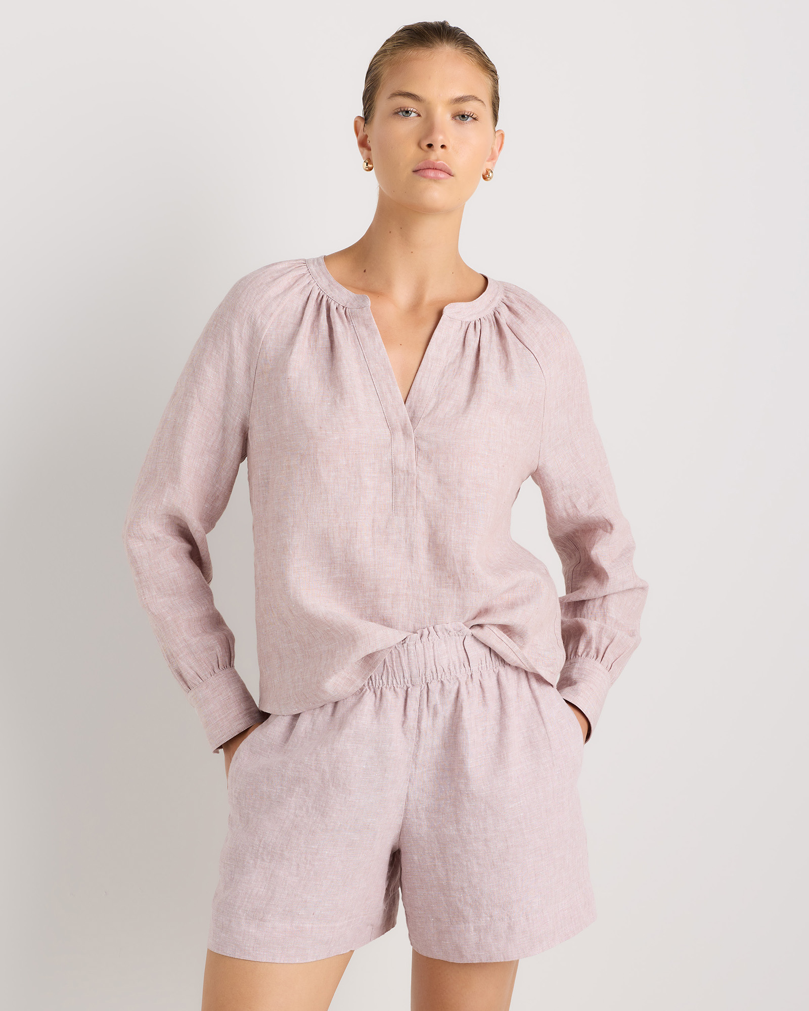 100% European Linen Peasant Top