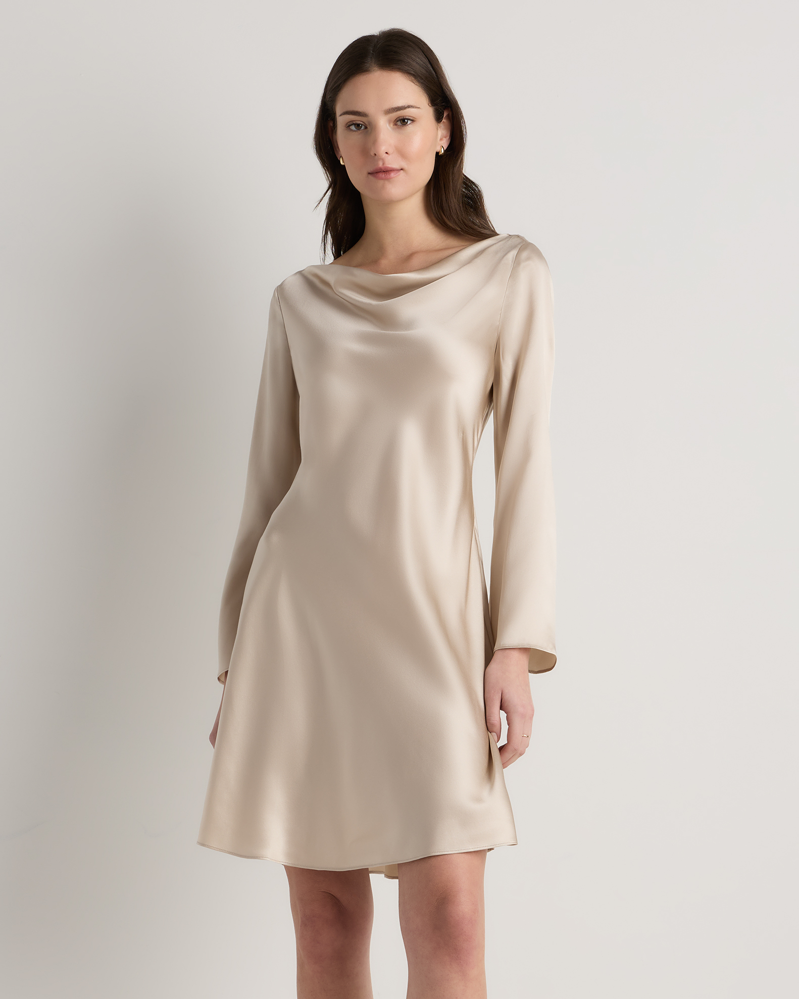 100% Washable Silk Long Sleeve Mini Dress 