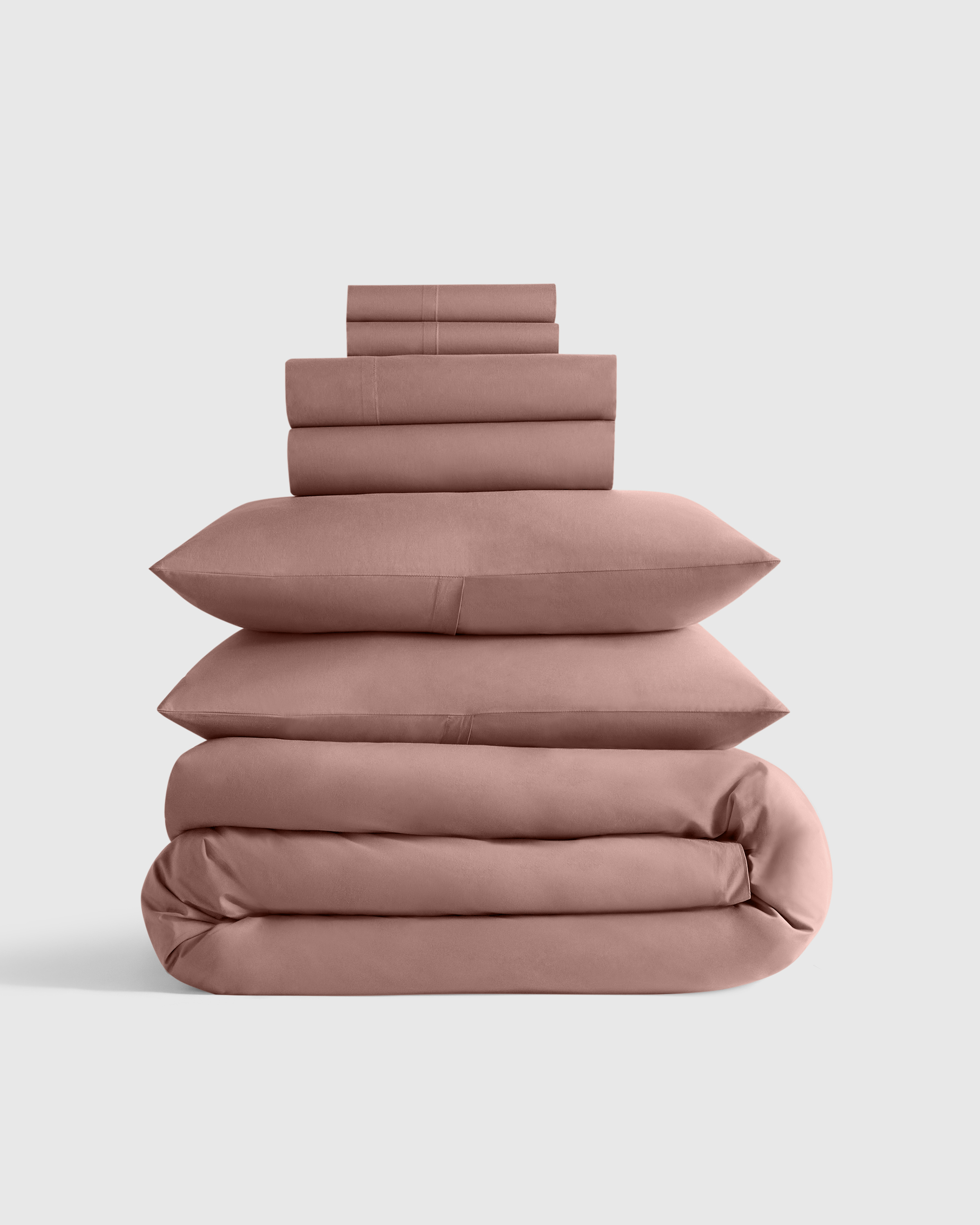 Classic Organic Percale Deluxe Bedding Bundle - Queen - Pattern: Double Stripe Toffee