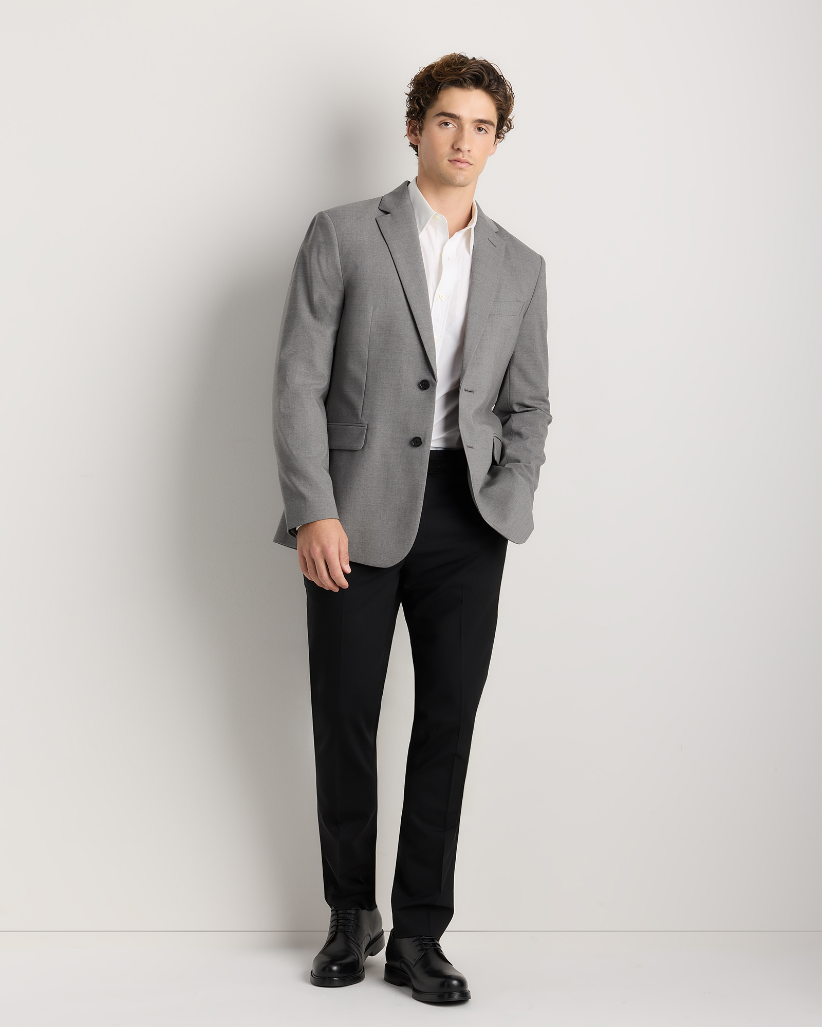 Men's Stretch Wool Blazer in Grey Melange, Size XL by Quince