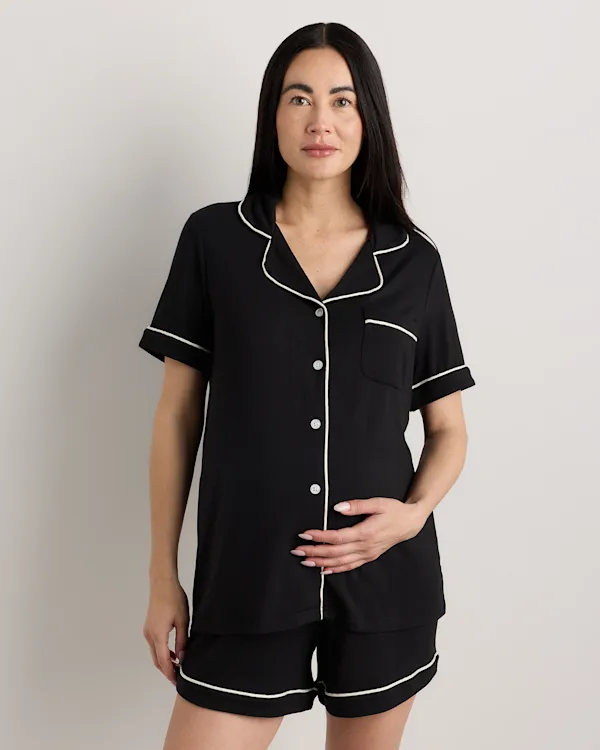 Bamboo Jersey Maternity Short Sleeve Pajama Set