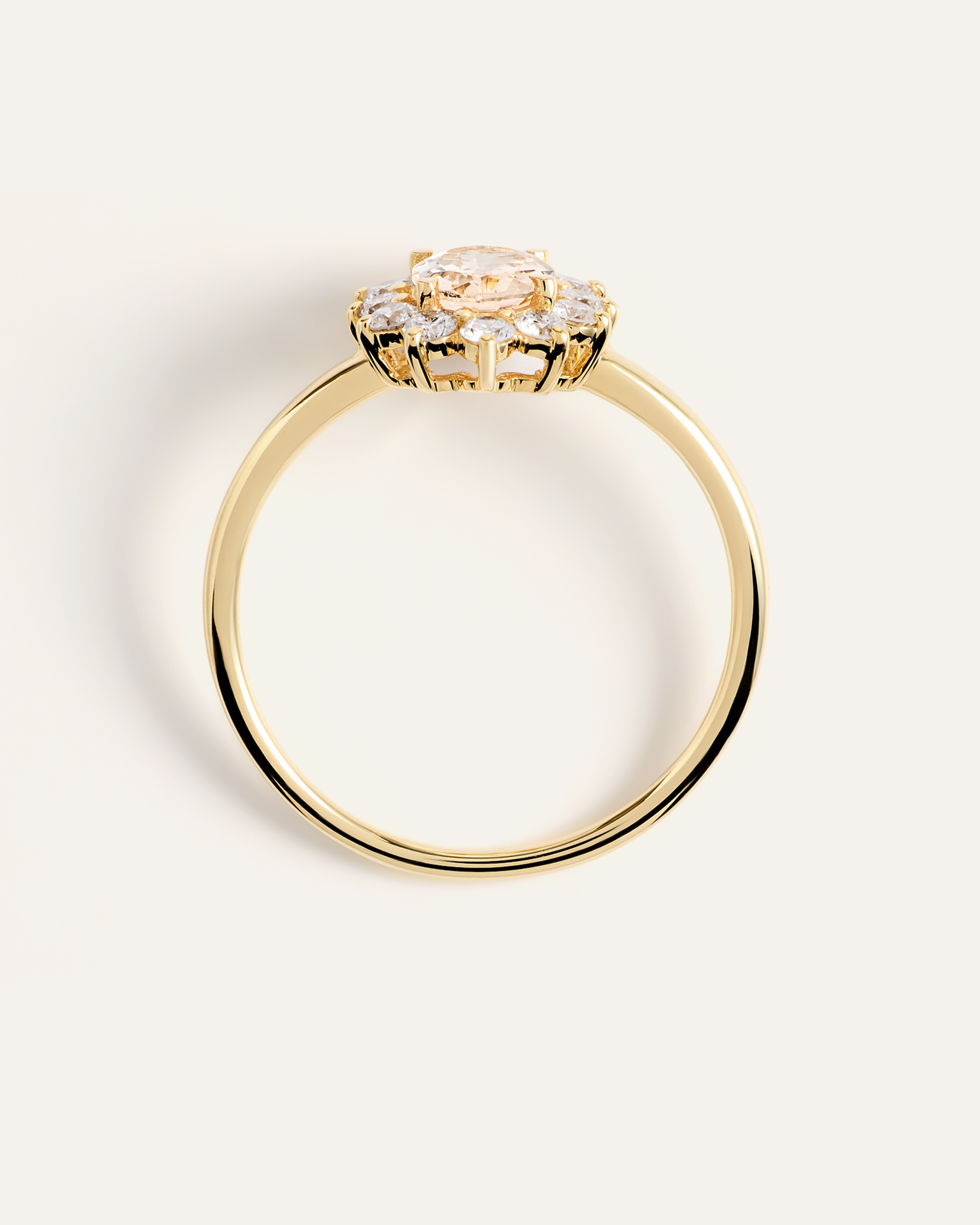 14K Gold Lab Grown Diamond and Morganite Halo Ring - thumbnail 3