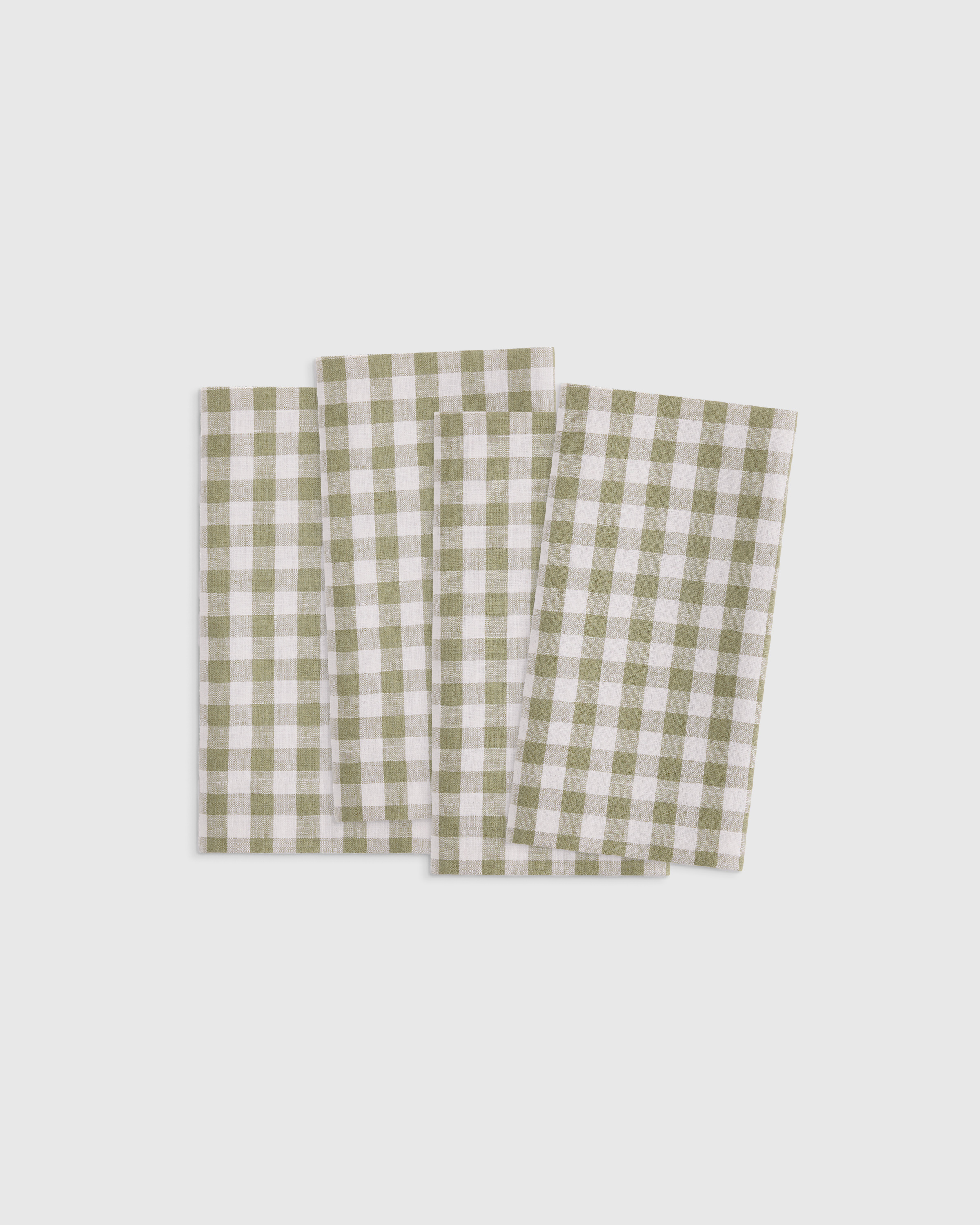 European Linen Wide-Hem Gingham Napkins, Set of 4