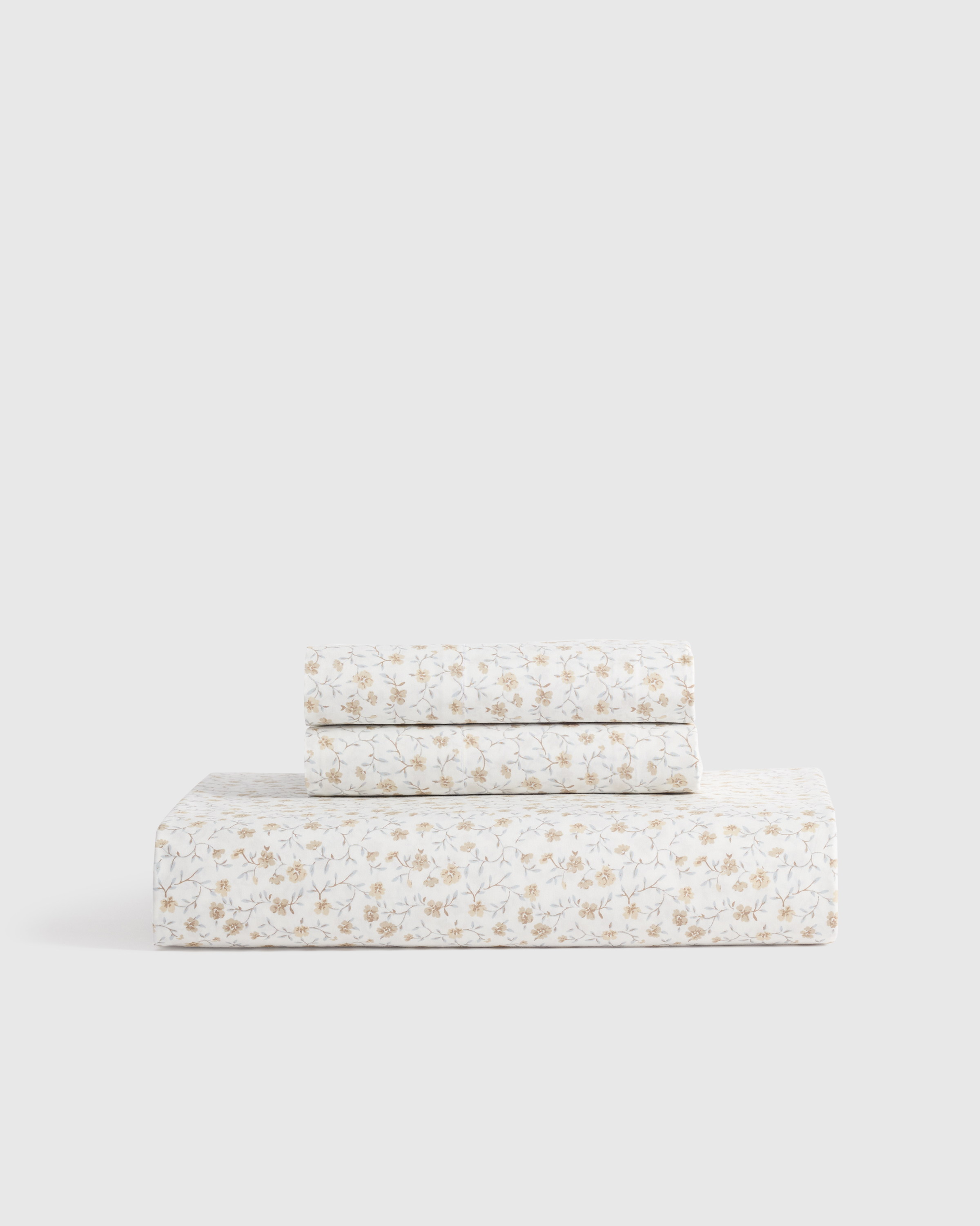 Classic Organic Percale Floral Fitted Sheet Set in Toffee Florette