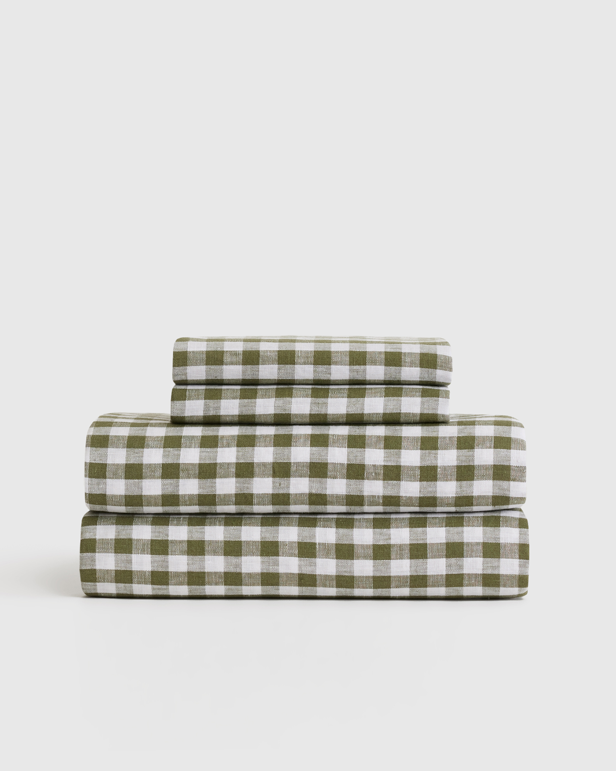 European Linen Gingham Sheet Set - Olive OR navy- King