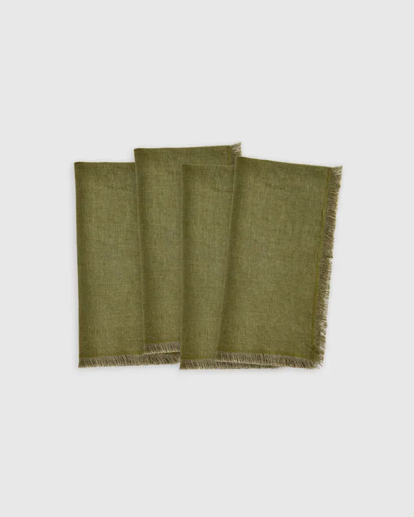 European Linen Fringe Napkins (Set of 4)