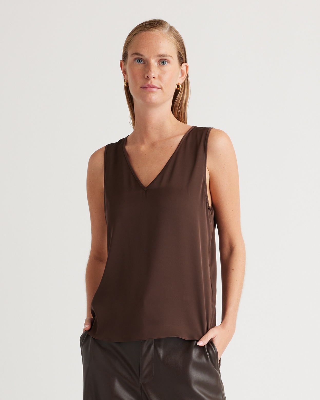 Know One Cares Cropped Faux Leather Tank Top - Women's Tank Tops