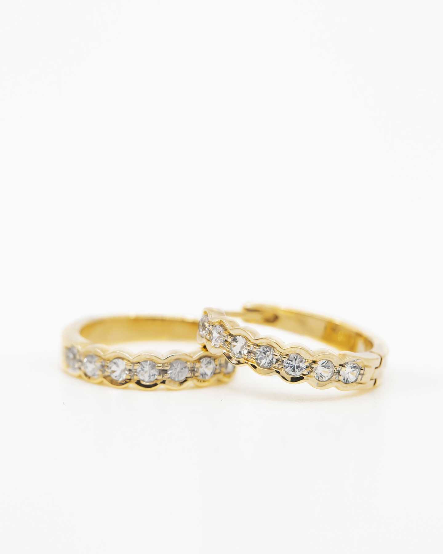 White Sapphire Huggie Earrings - Gold Vermeil