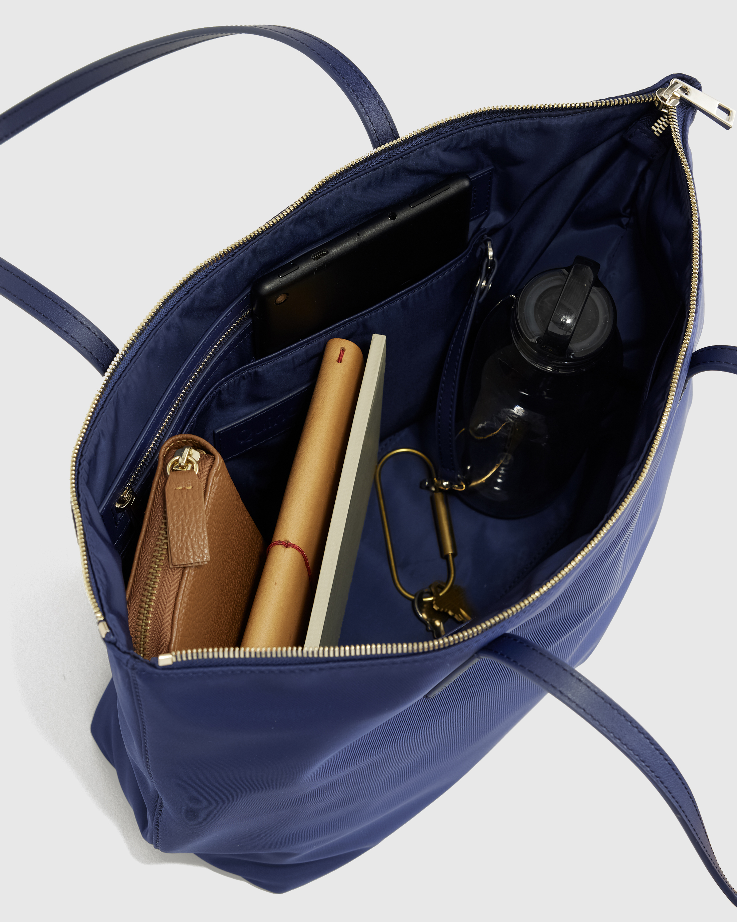 Revive Nylon Zip Top Tote in Navy