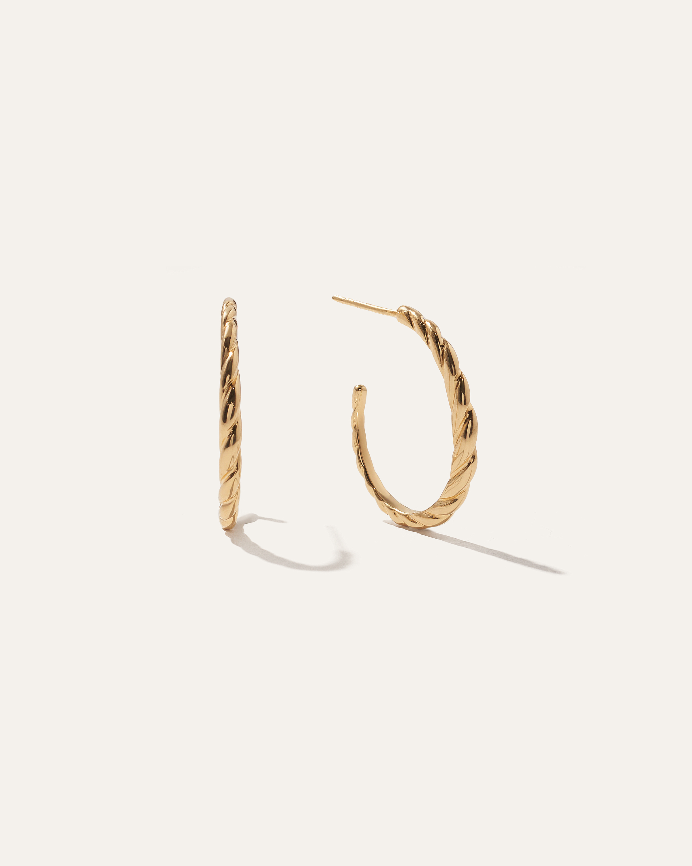 Quince Women's Thin Croissant Dôme Hoop Earrings In Gold