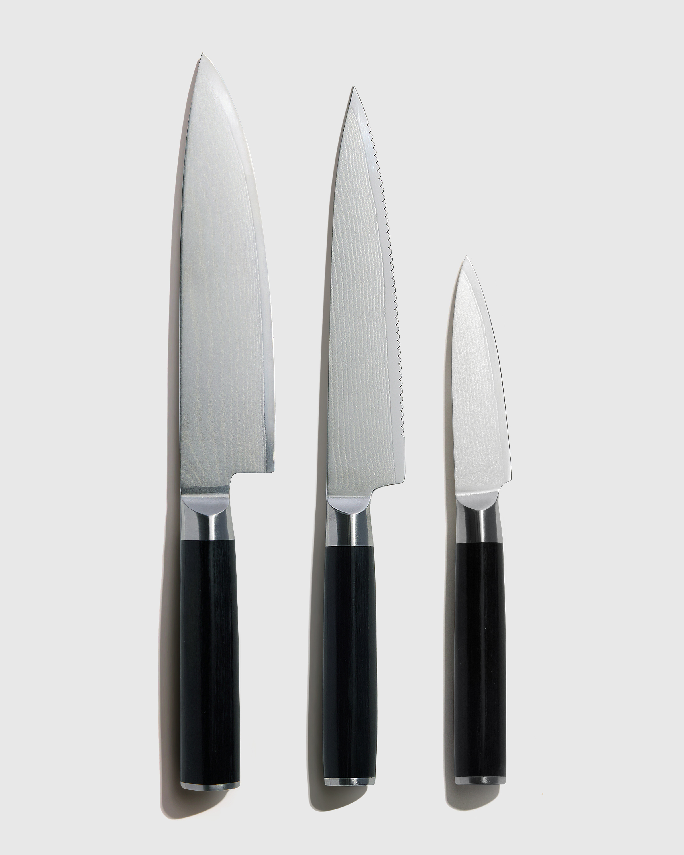 Quince Essential Japanese Damascus Steel Knife Set In Black