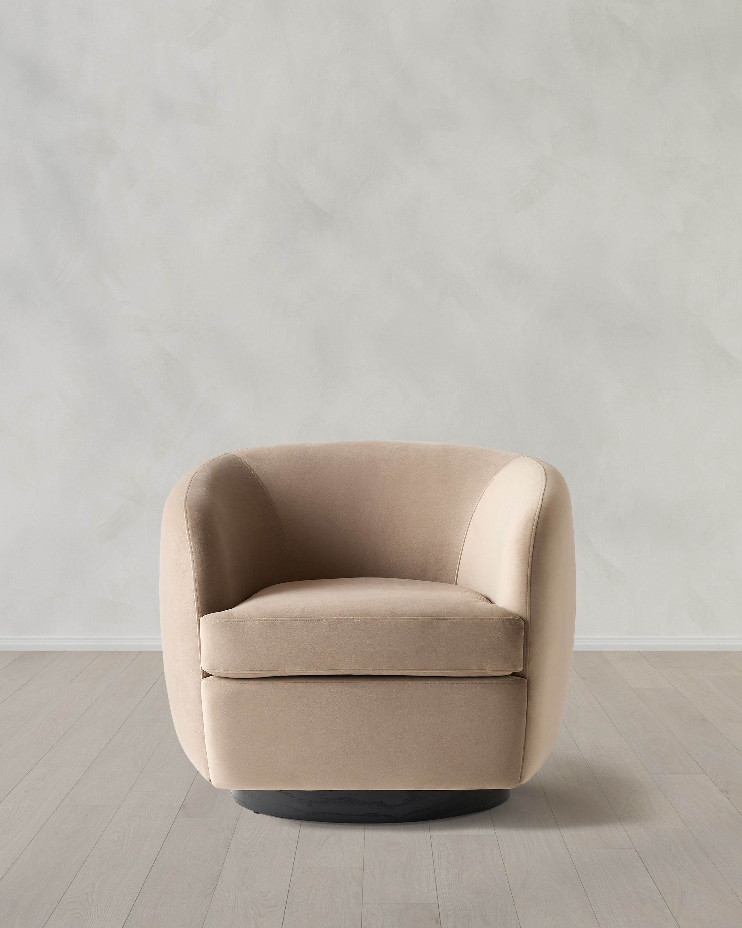 Performance Velvet Swivel Chair in Performance Velvet Taupe