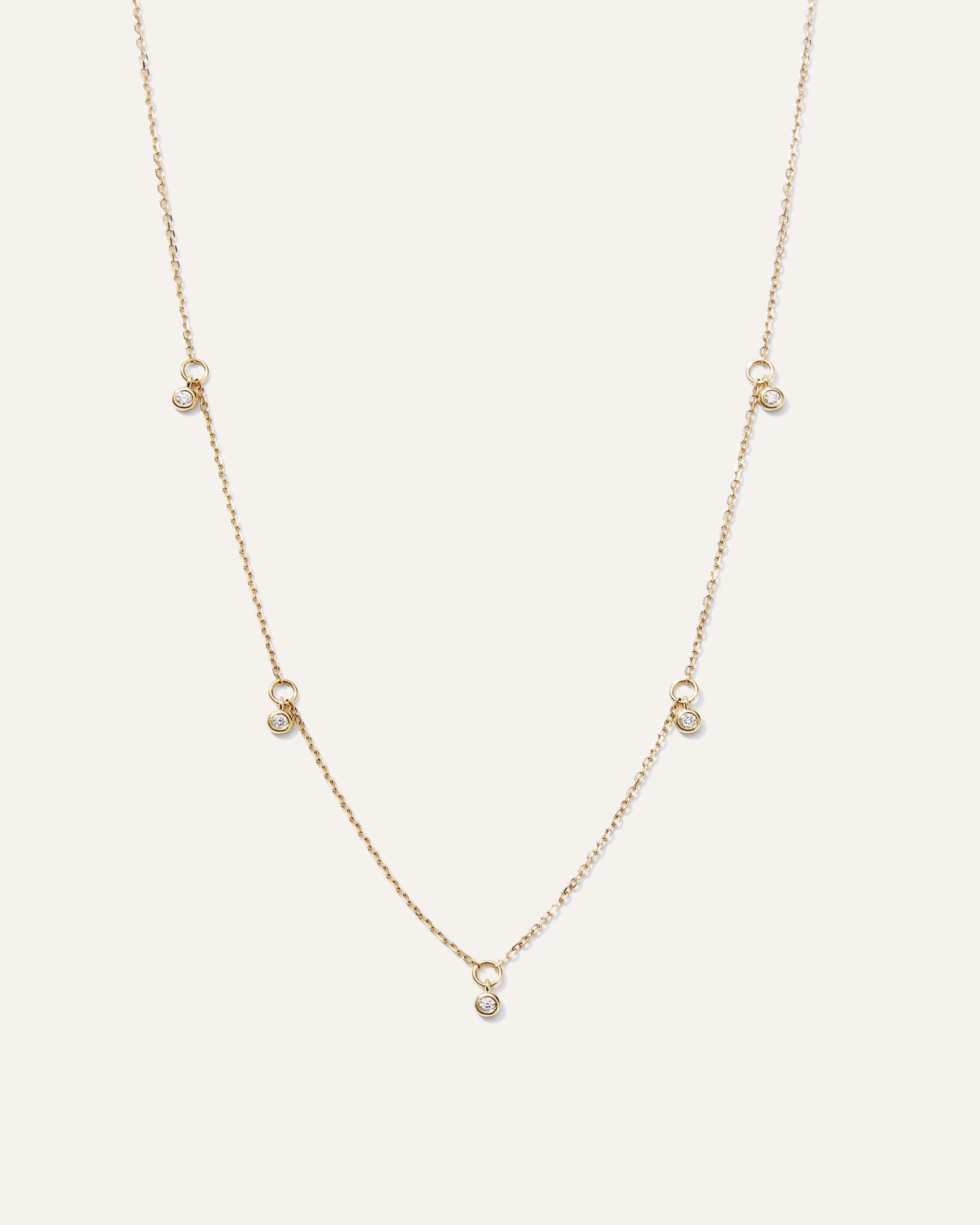 Quince Women's 14k Gold Diamond Dangle Bezel Station Necklace In Yellow Gold