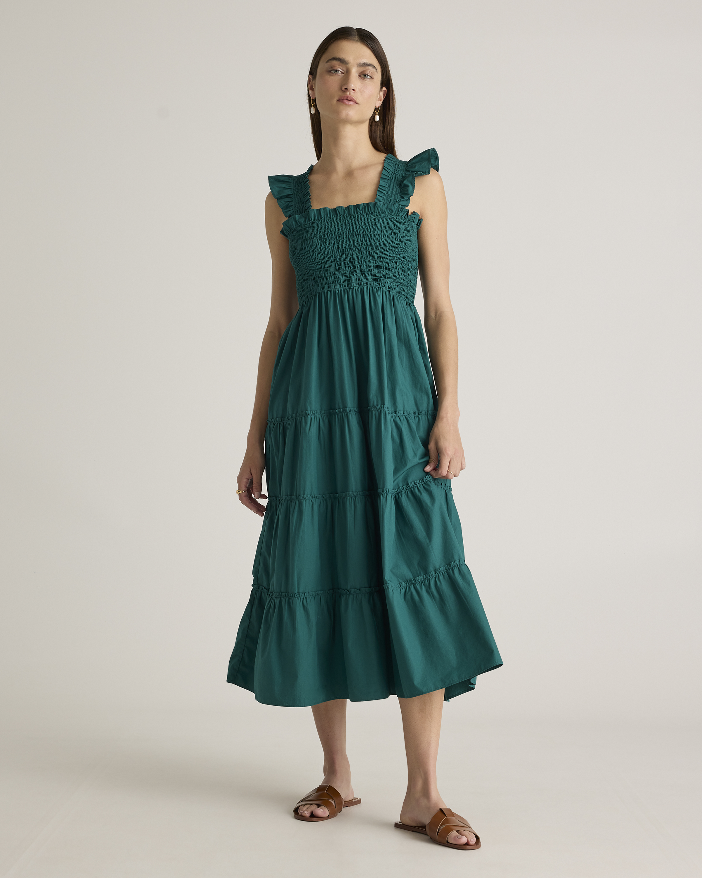 Shop Quince Women's Smocked Midi Dress In Garden Green