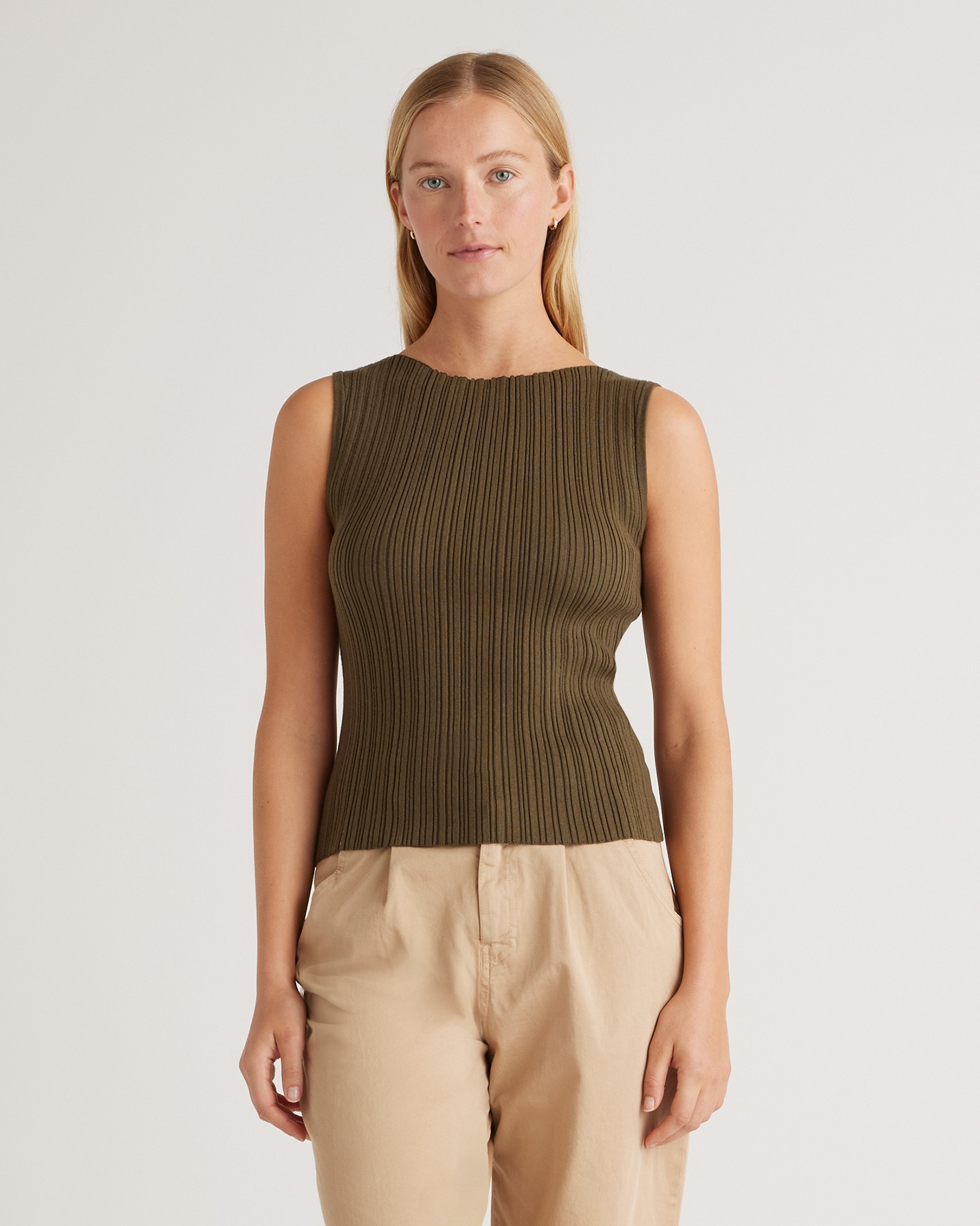Quince Women's Cotton Cashmere Ribbed Tank Top In Olive