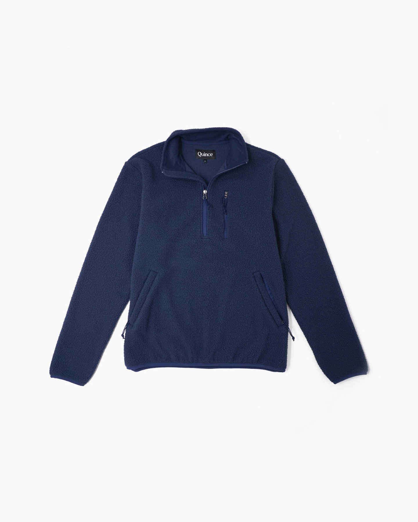 Recycled Sherpa Fleece Pullover Jacket - Navy