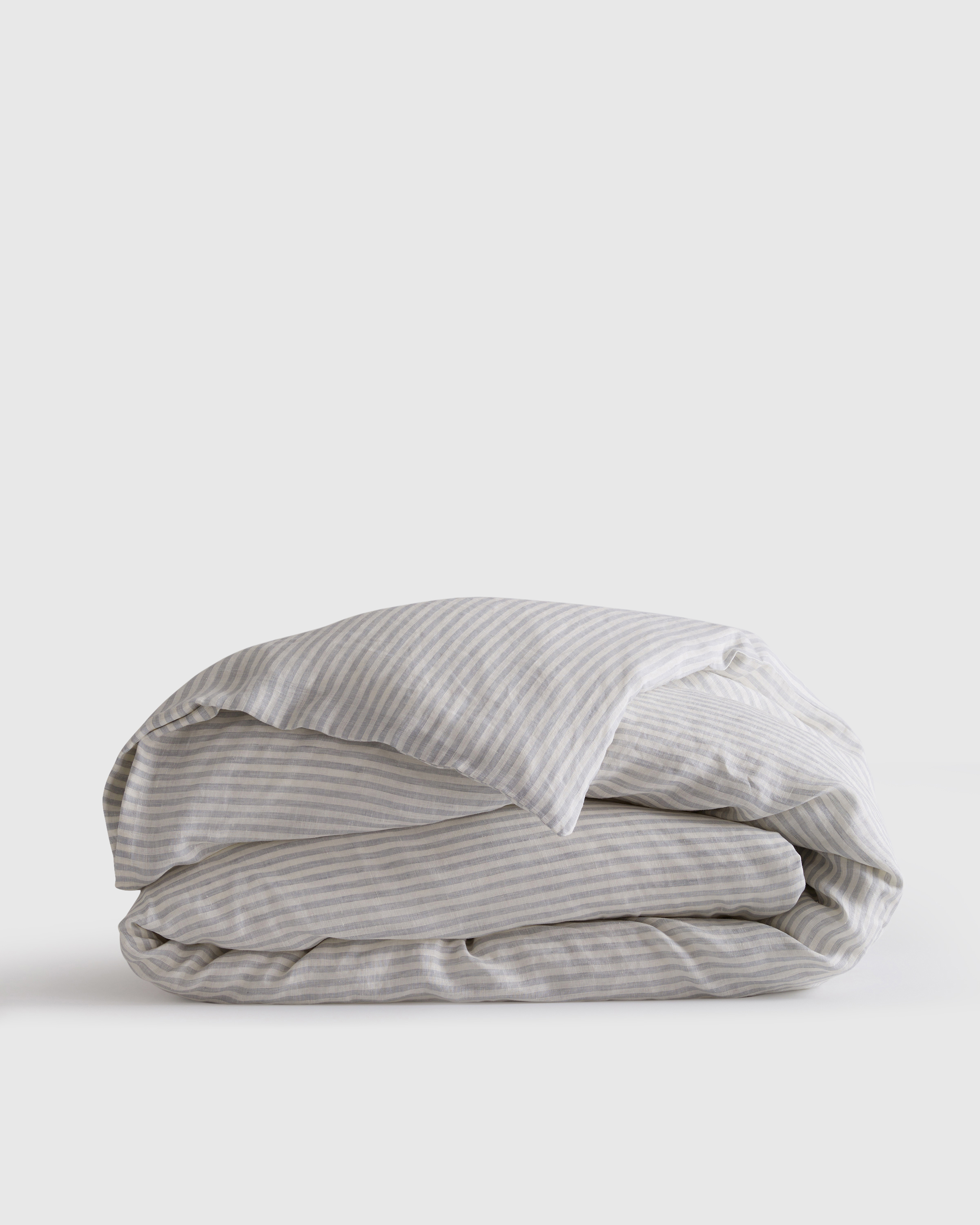 European Linen Stripe Duvet Cover | Quince in Grey/White Stripe