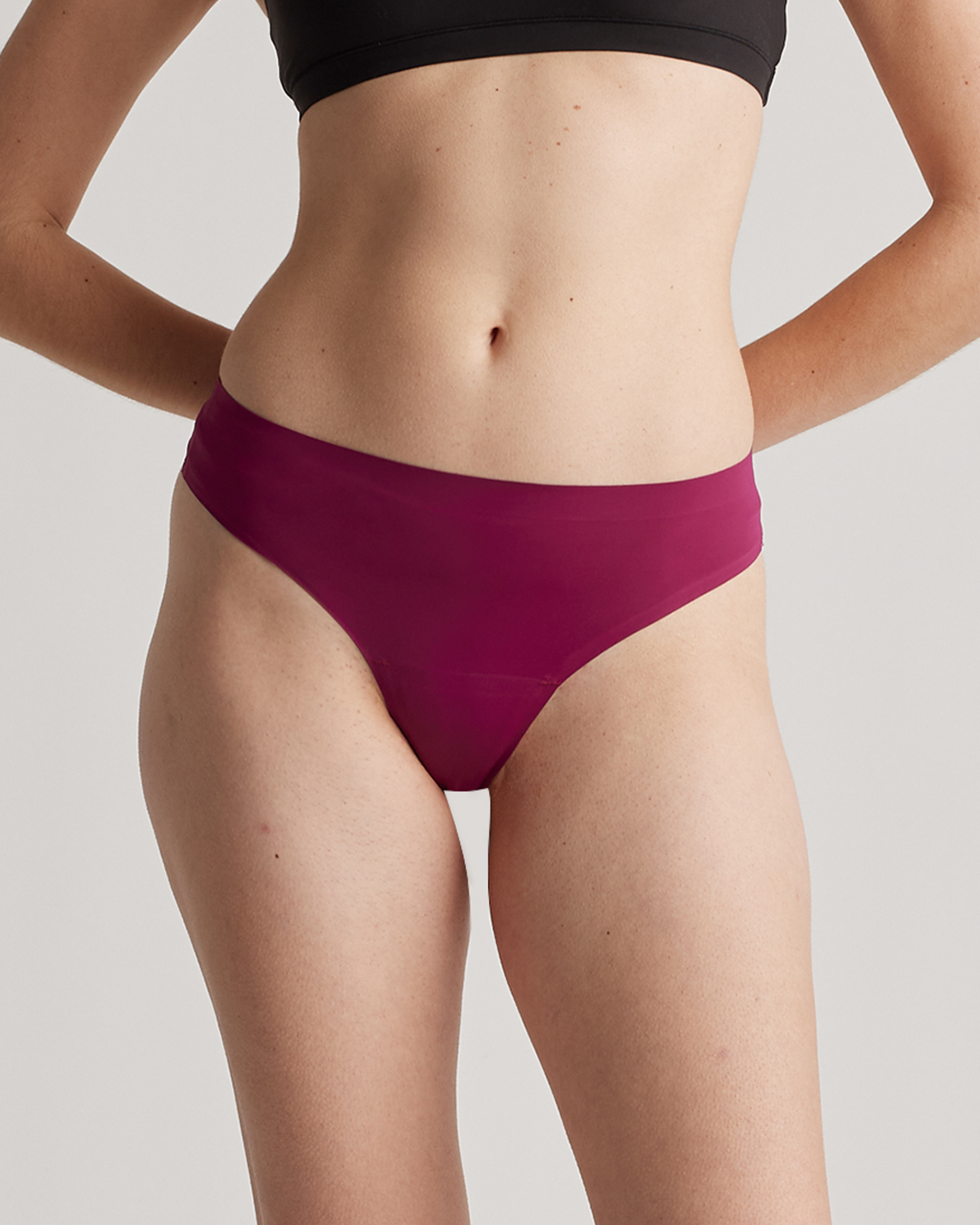 Quince Women's Invisible Bonded Thong In Plum