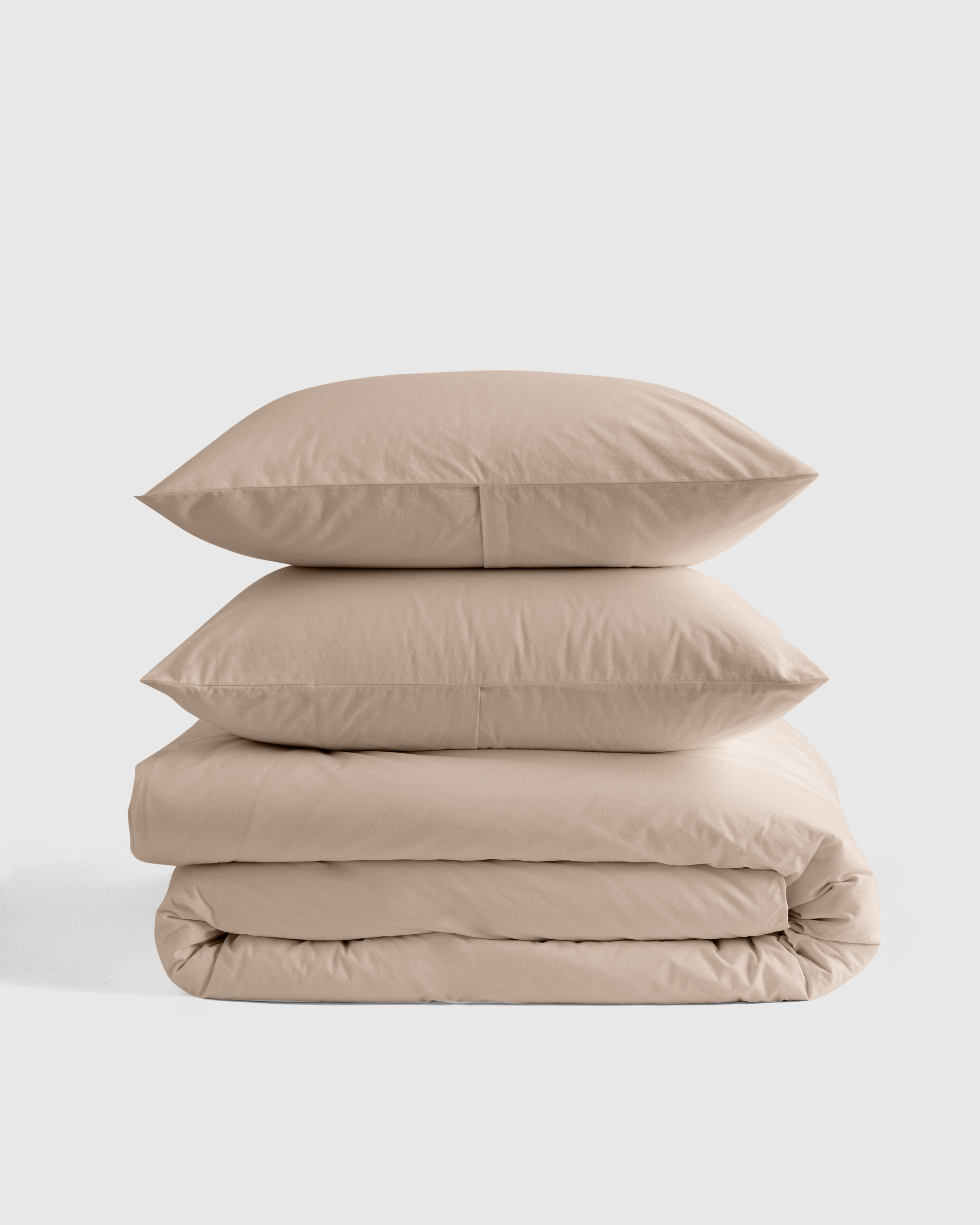King Size Organic Brushed Cotton Duvet Cover Set in Toffee