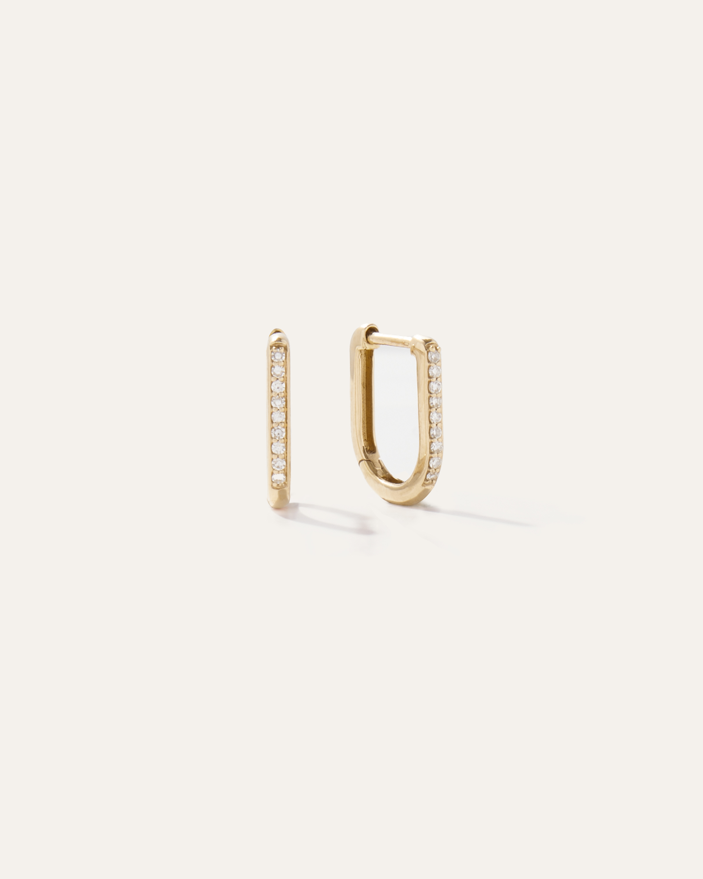 Quince Women's 14k Gold Pave Diamond U Huggie Hoop Earrings
