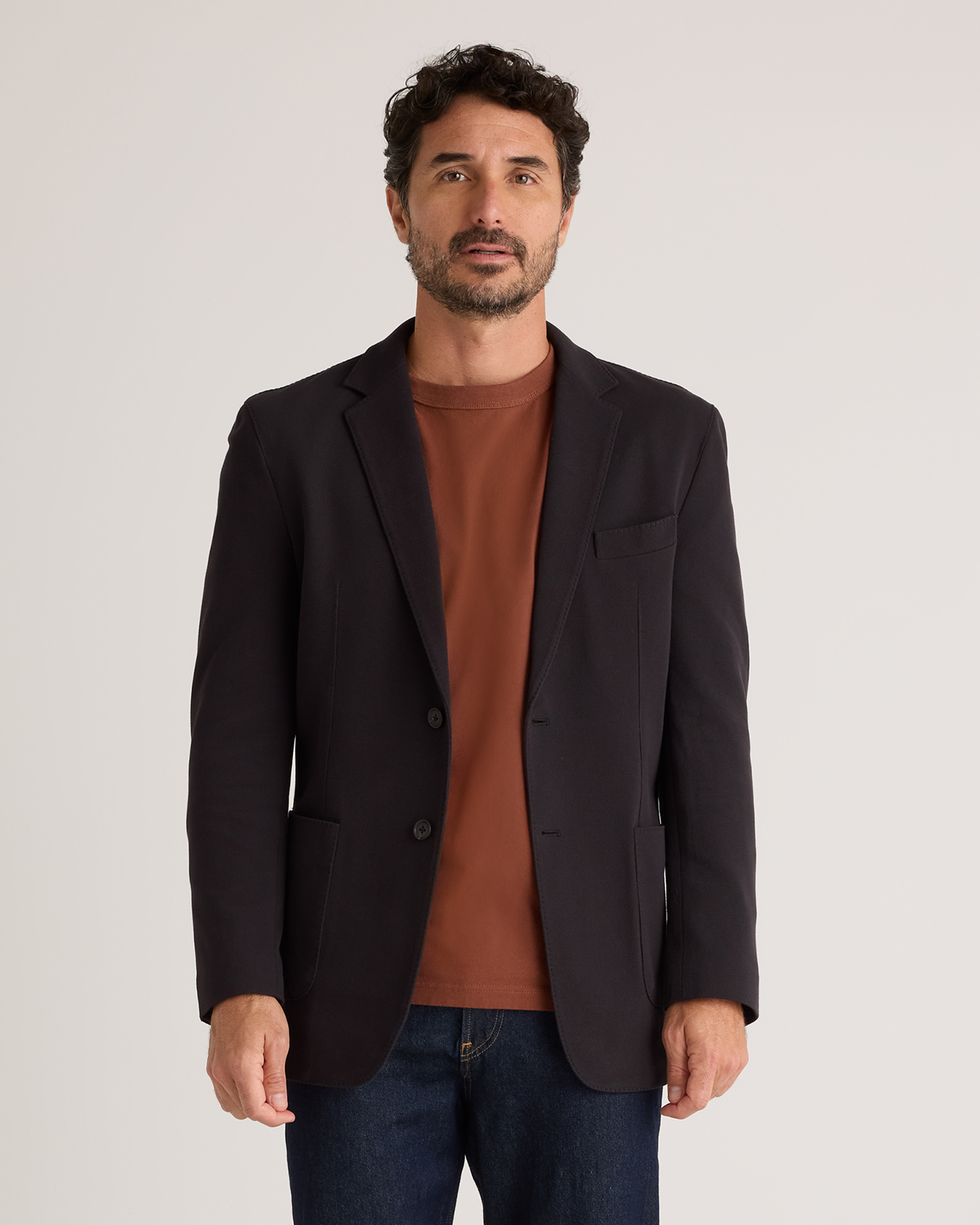 Shop Quince Men's Cotton Pique Knit Blazer In Black