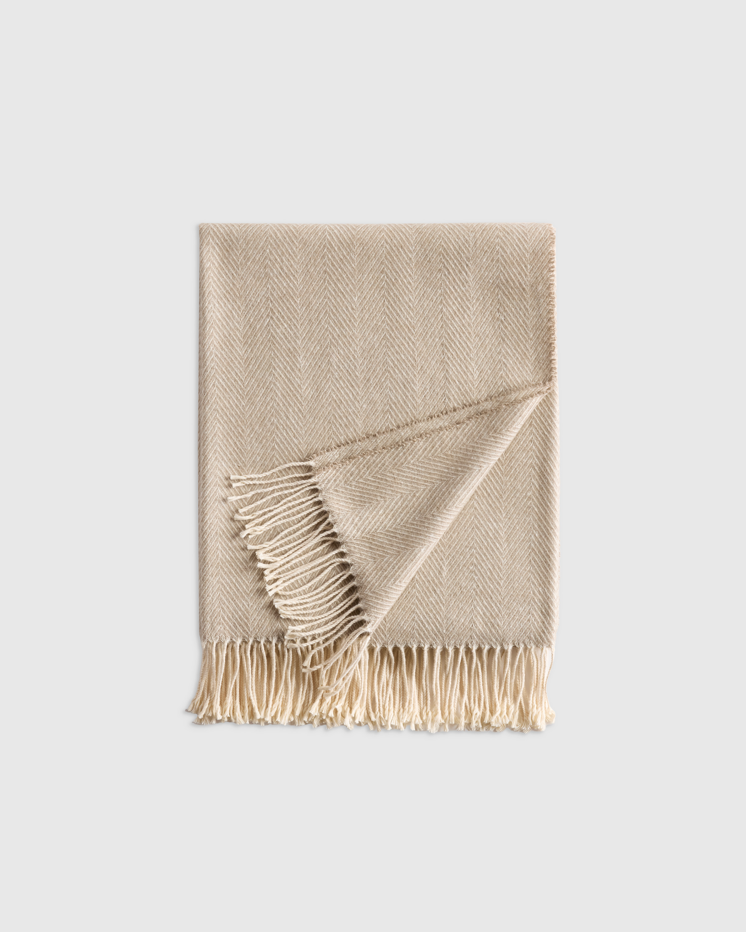 Italian Cotton Herringbone Throw - Mushroom