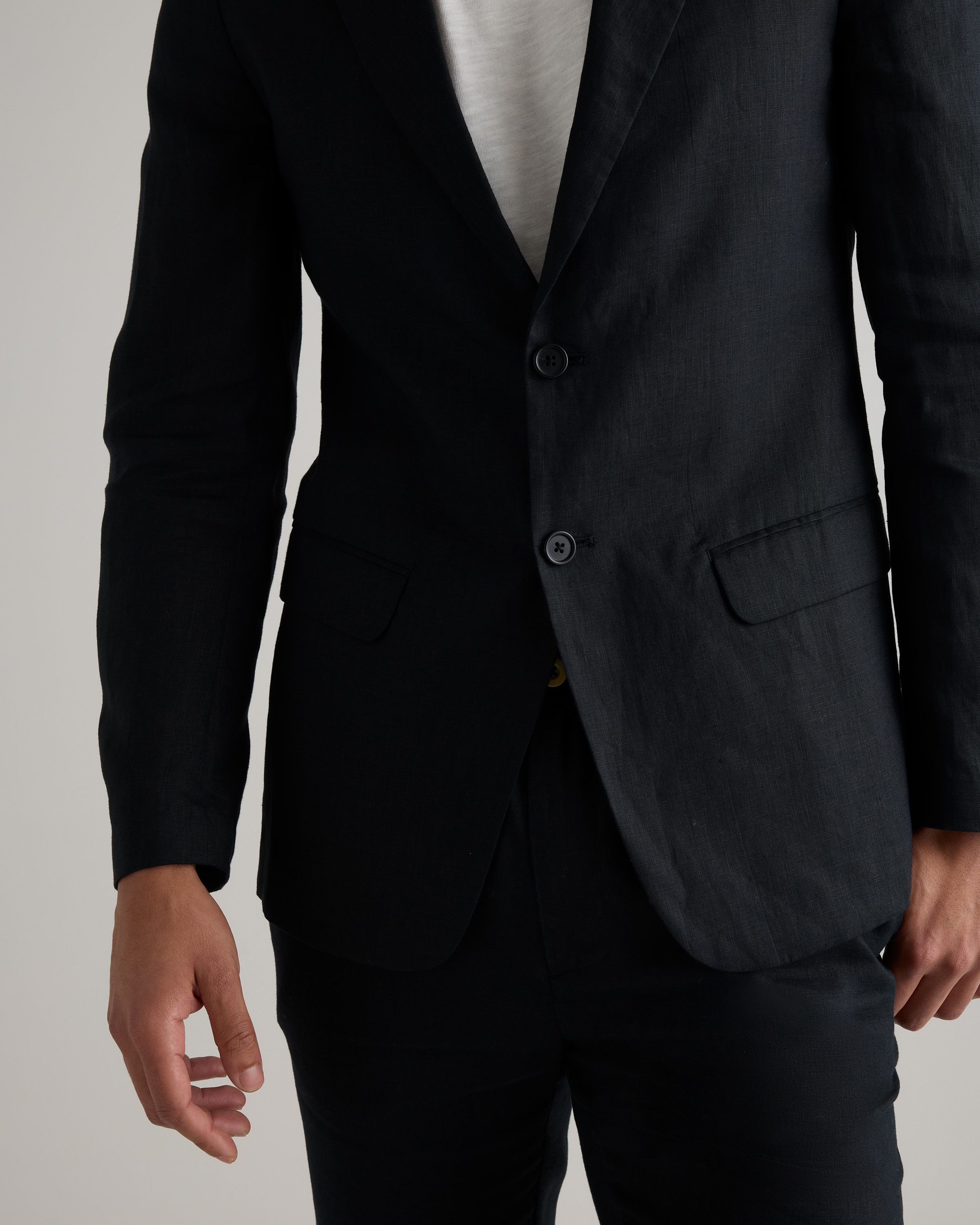 Men's 100% European Linen Blazer in Black